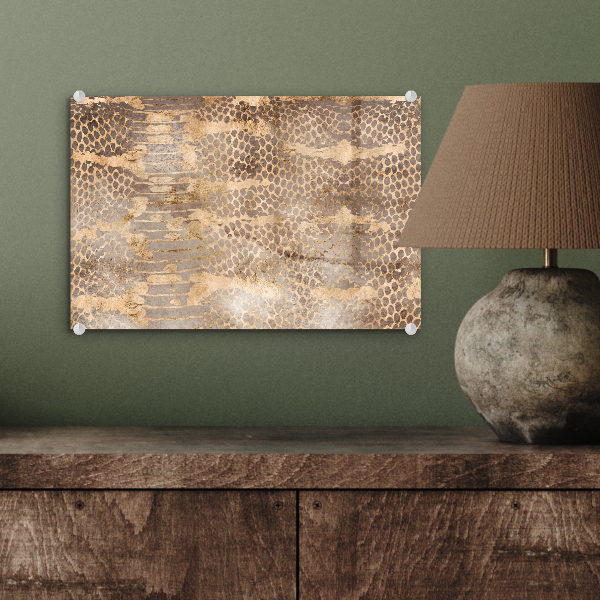 Gold MuchoWow Acrylglasbild (1 Glas auf - - Schlange, Wandbild Glas - Glasbilder Foto - St), Bilder - Tiermuster auf Wanddekoration