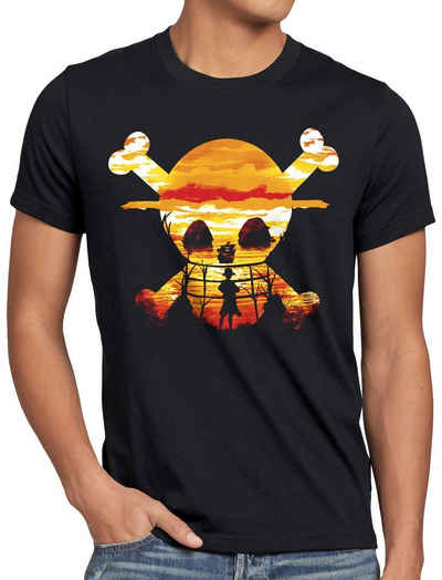 style3 Print-Shirt Herren T-Shirt Pirate Sunset one anime piece japanisch