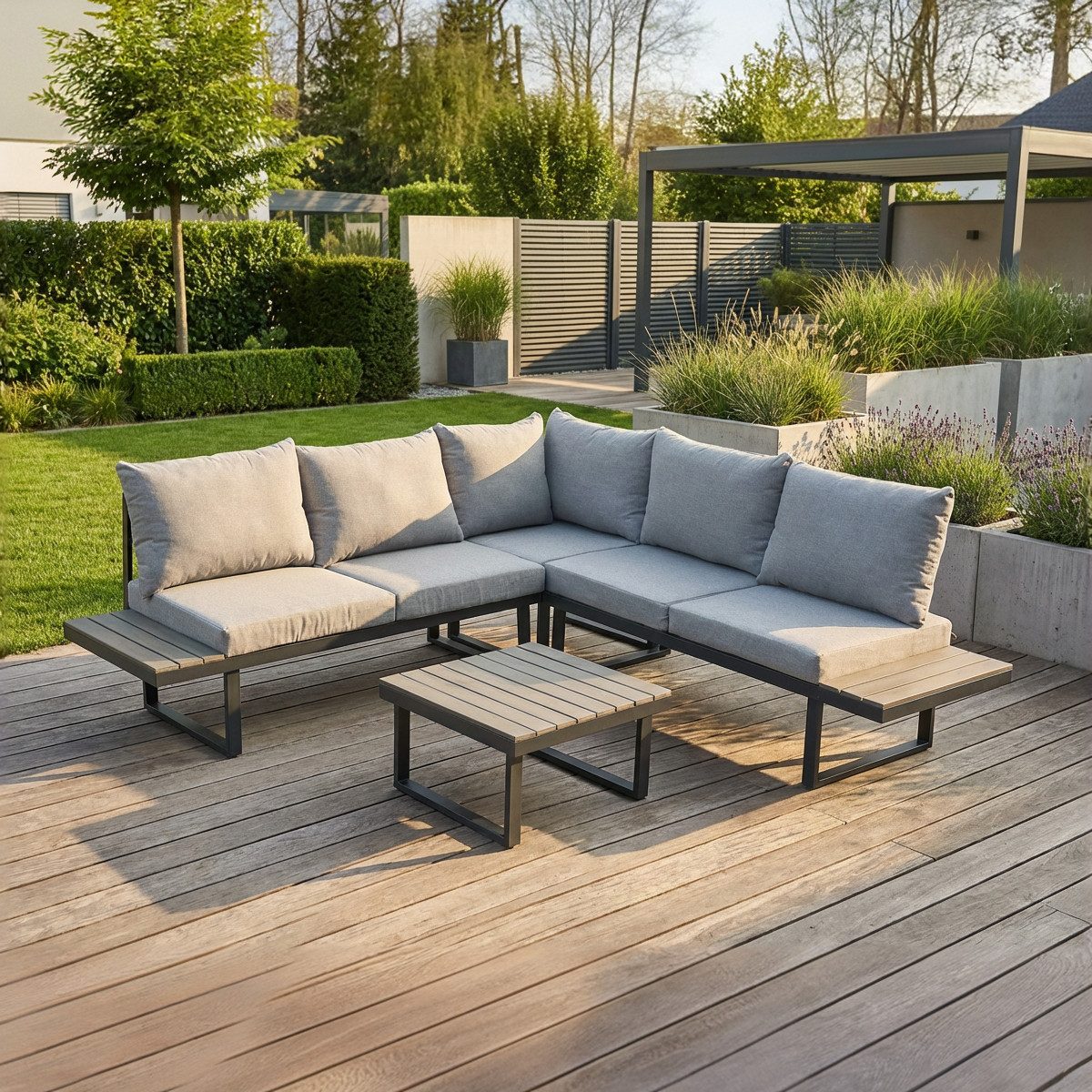 Greemotion Gartenlounge-Set [Pisa] Lounge-Set Garten Aluminium inkl. Auflagen, (4-tlg), inkl. Auflagen