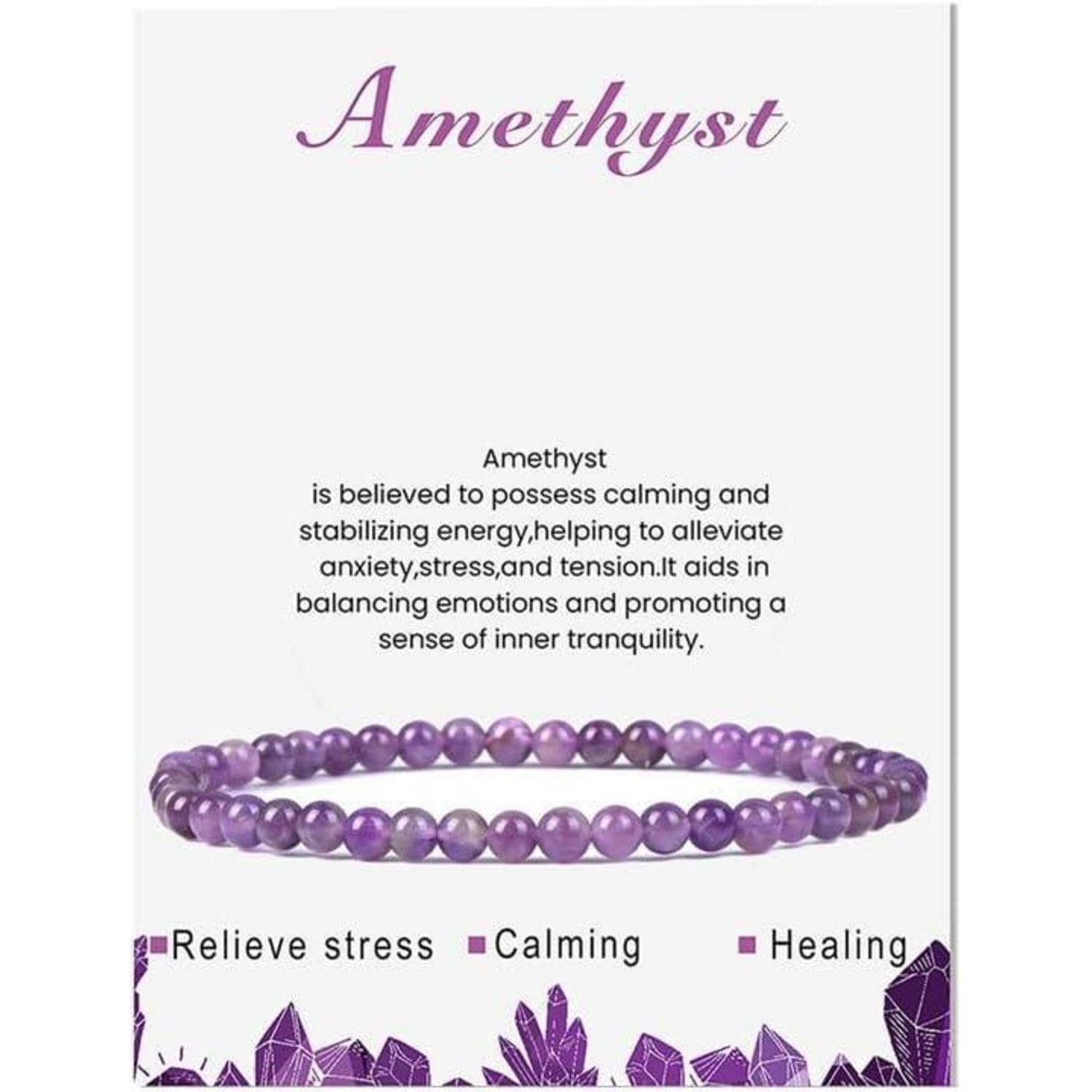 LuxusKollektion Perlenarmband Armband Naturstein Perlen 4mm Damen Geschenk Muttertag Amethyst