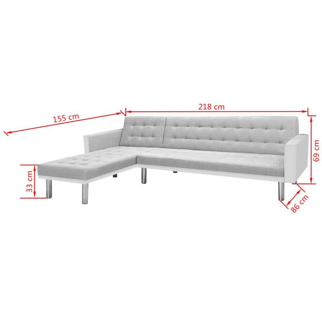 Sofa 155 x vidaXL 218 und 69 x cm Grau Weiß Stoff Ecksofabett