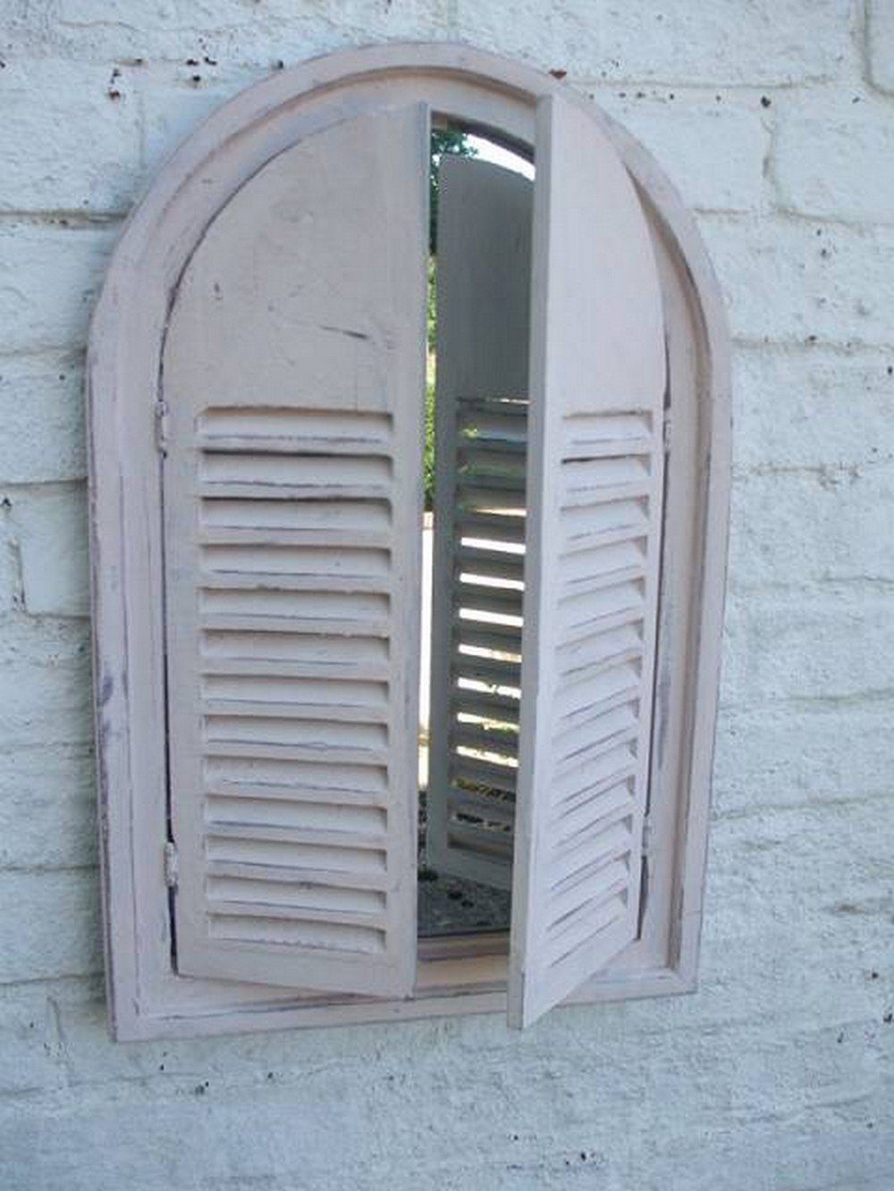 Deko-Impression Wandspiegel Wandspiegel,Fensterläden,Landhausstil, creme,Shabby-Chic (1-St)