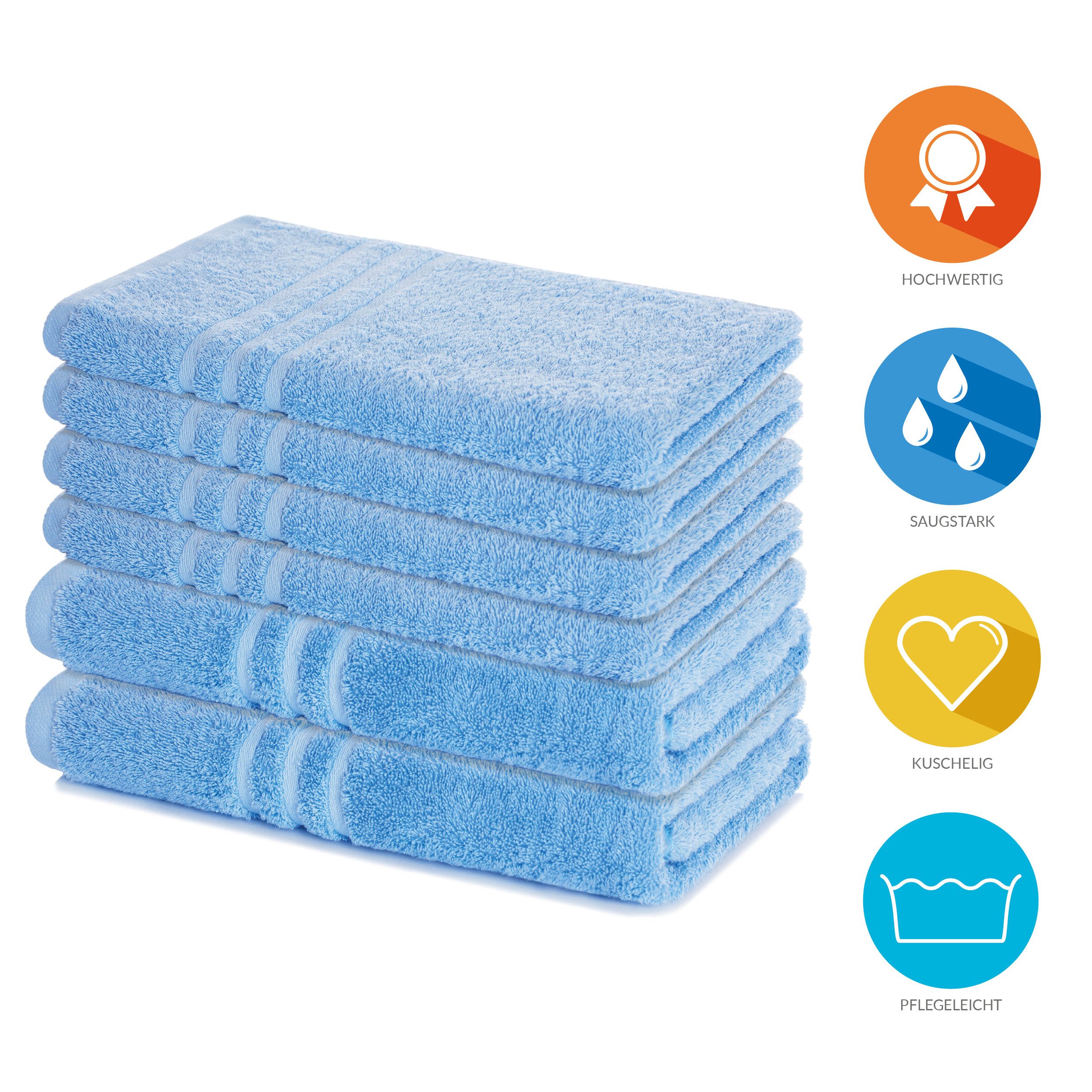 Lavea Handtuch Set Elena, Duschtücher, Handtücher, Gästetücher, Waschhandschuhe, 100% Baumwolle (Set, 6-St), Frottierserie, weich & saugstark, pflegeleicht, 500 g/m² Frottier