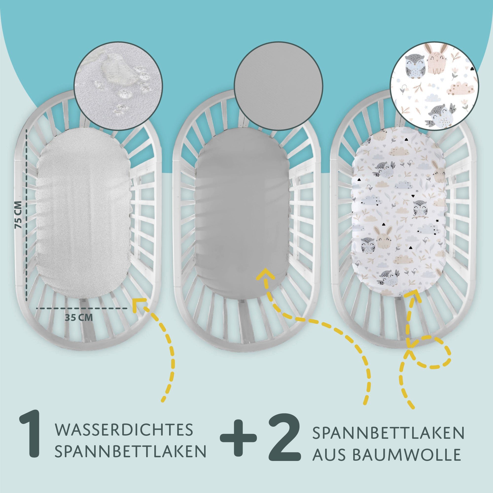 Totsy Baby Spannbettlaken Spannbettlaken Kinderwagen Stubenwagen Set - 2 x günstig online kaufen