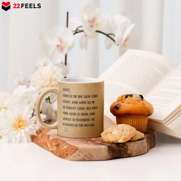 22Feels Tasse, Keramik, Glitzertasse, Made in Germany