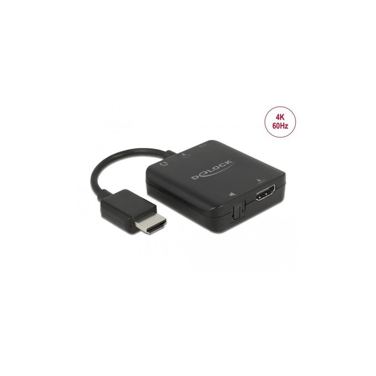 HDMI Delock 4K Computer-Kabel, HDMI-A, kompakt Hz cm) Extractor (12,50 Audio 60 HDMI