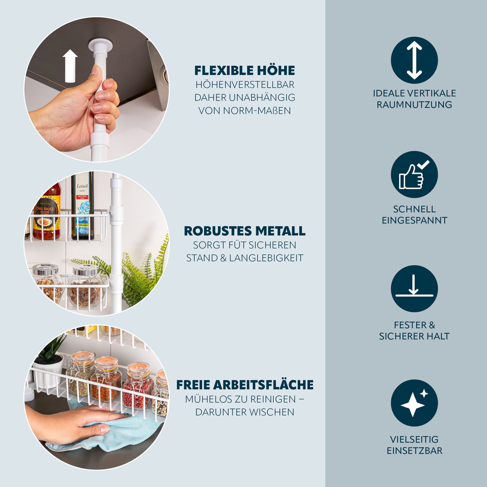 bremermann Küchenregal Teleskop-Gewürzregal, Teleskopregal, 2 Körbe, 1 Rega günstig online kaufen