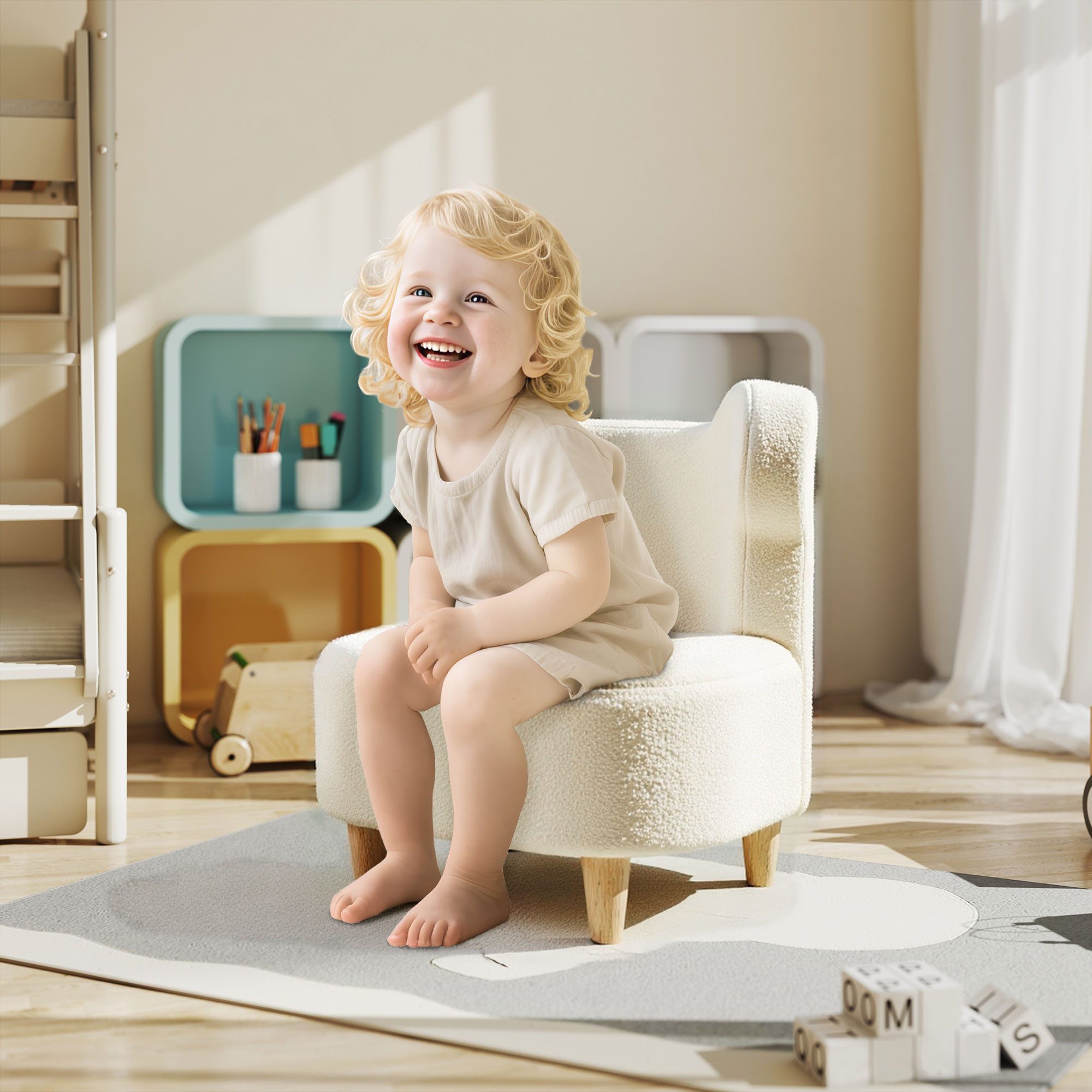 AIYAPLAY Kindersessel mit Teddyfleece-Optik, Bärenform (Kinderstuhl günstig online kaufen