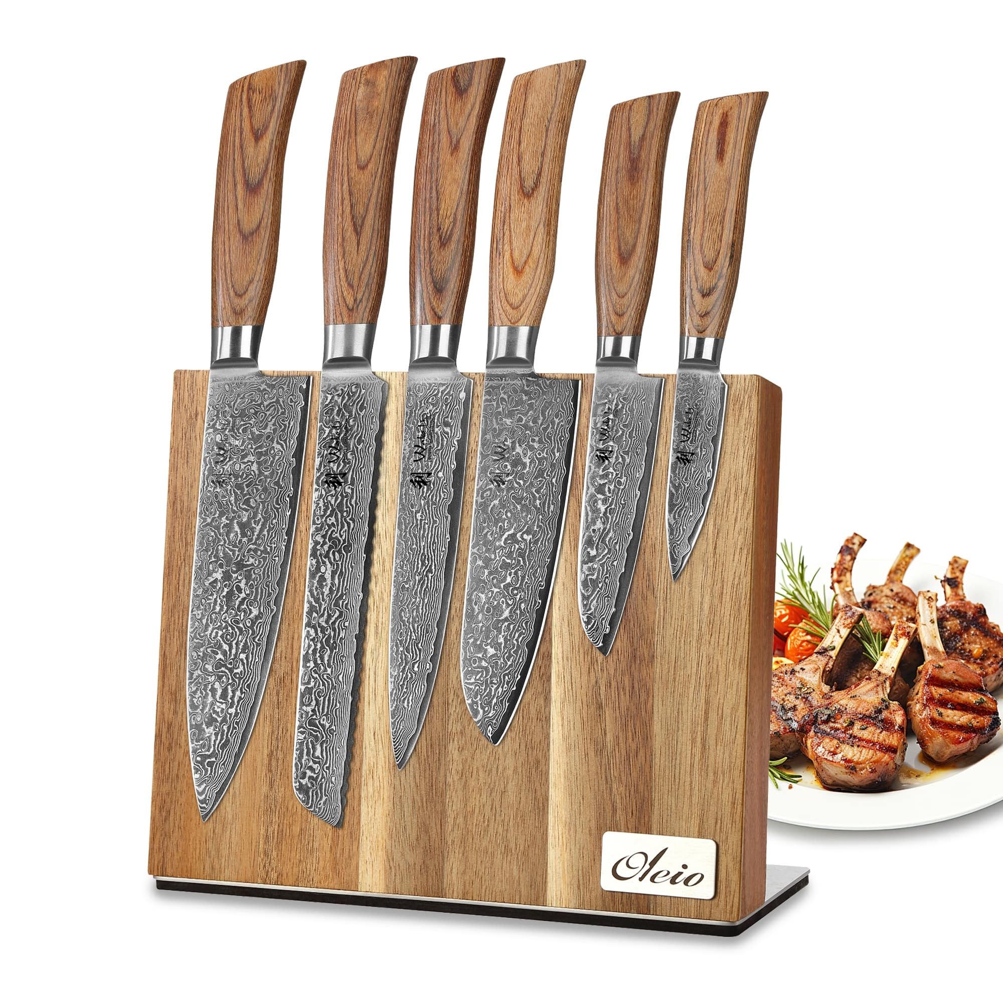 Wakoli Messer-Set Edib Pro 6er Damastmesser-Set I Holzbox 8-20cm Klingen & Messerblock