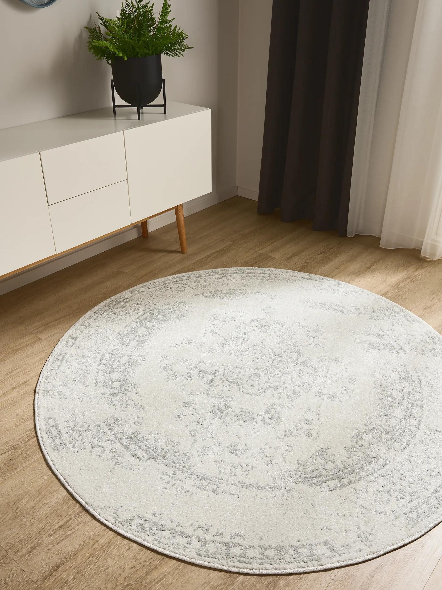 benuta Teppich Sia, rund, Höhe: 6 mm, Vintage-Look, Kurzflor, Retro Teppich Wohnzimmer, Schlafzimmer
