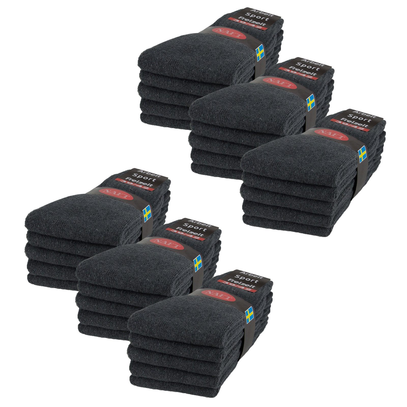 sockenkauf24 Tennissocken 10, 20, 30 Paar Sportsocken Arbeitssocken Herren & Damen (Anthazit, 30-Paar, 35-38) Socken Baumwolle 10100