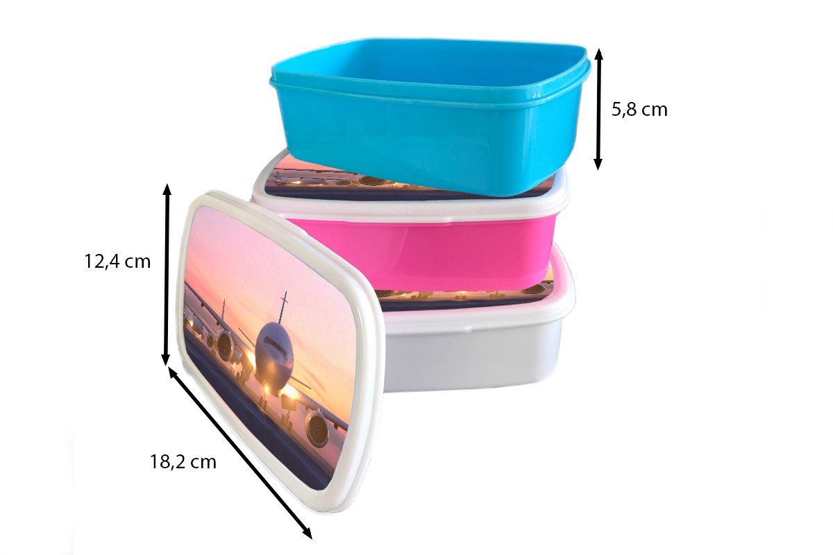MuchoWow Lunchbox Schöne Sonnenstrahlen entlang Snackbox, (2-tlg), Brotbox Mädchen, Kinder, des Kunststoff, für Brotdose Kunststoff rosa Flugzeugs, Erwachsene