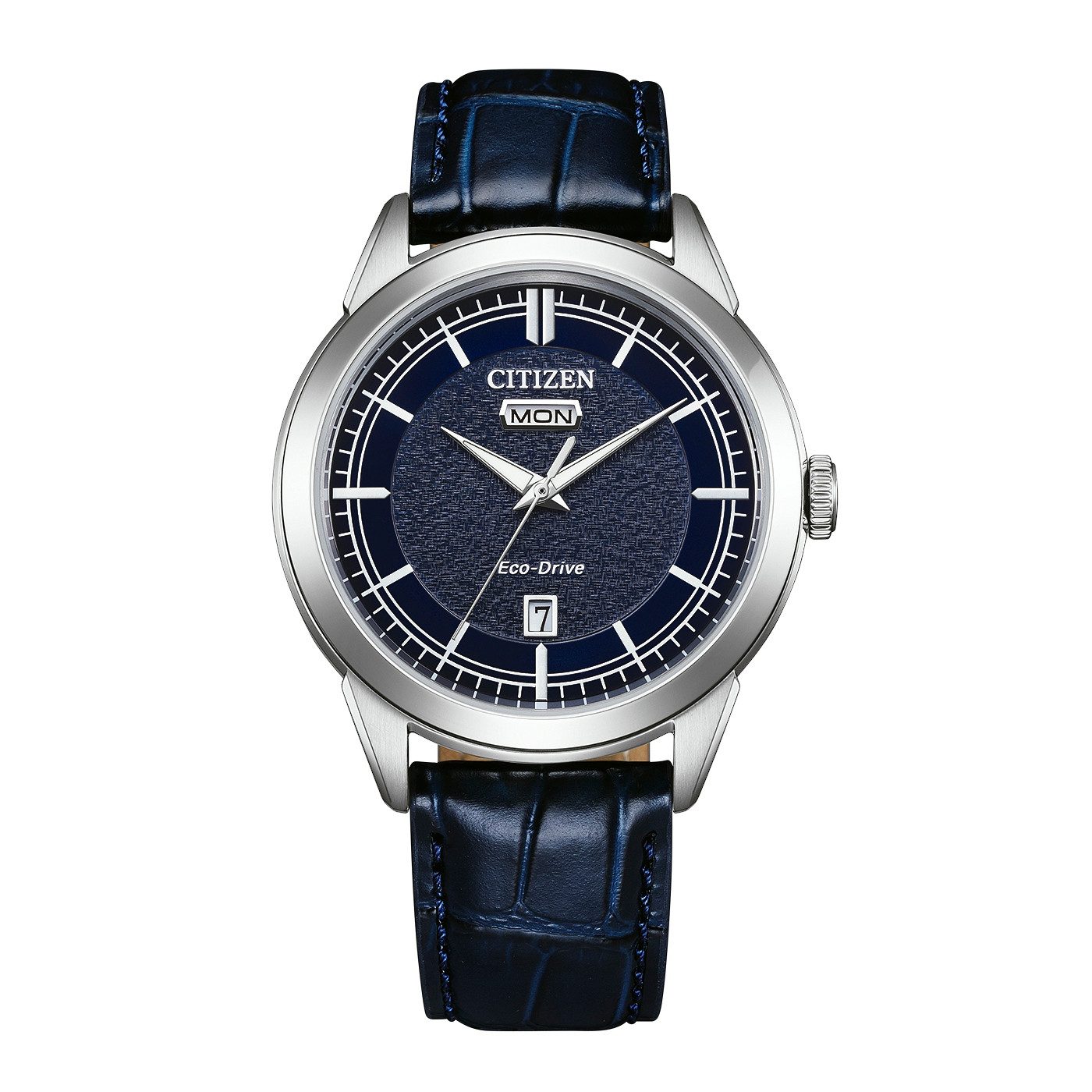 Citizen Eco-Drive Classic (C7 Design) AW0151-00LC, Armbanduhr, Herrenuhr, Lederarmband, analog, Big Date