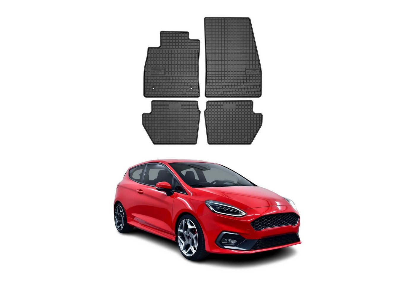 OMAC Auto-Fußmatten für Ford Fiesta MK 2017-2024 Gummimatten Schwarz 4 tlg (4 St), für Ford Fiesta MK 2017-2024 Ford Fiesta MK 2017-2024, Antirutsch,Wasserfest,Einfache Installation
