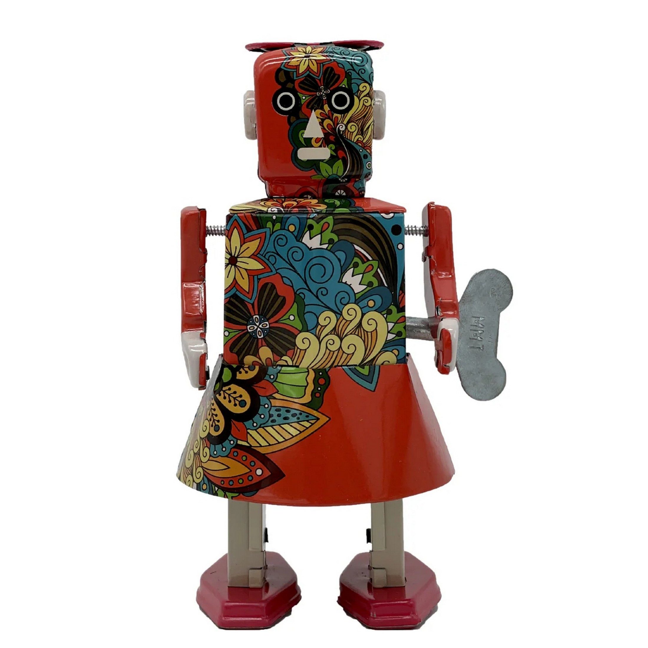 Mr & Mrs Tin Dekofigur Mr&Mrs Tin - Blossom Bot Blechroboter Gehfunktion Deko-Objekt -14x8cm (mit Aufziehmotor), Sammlerfigur