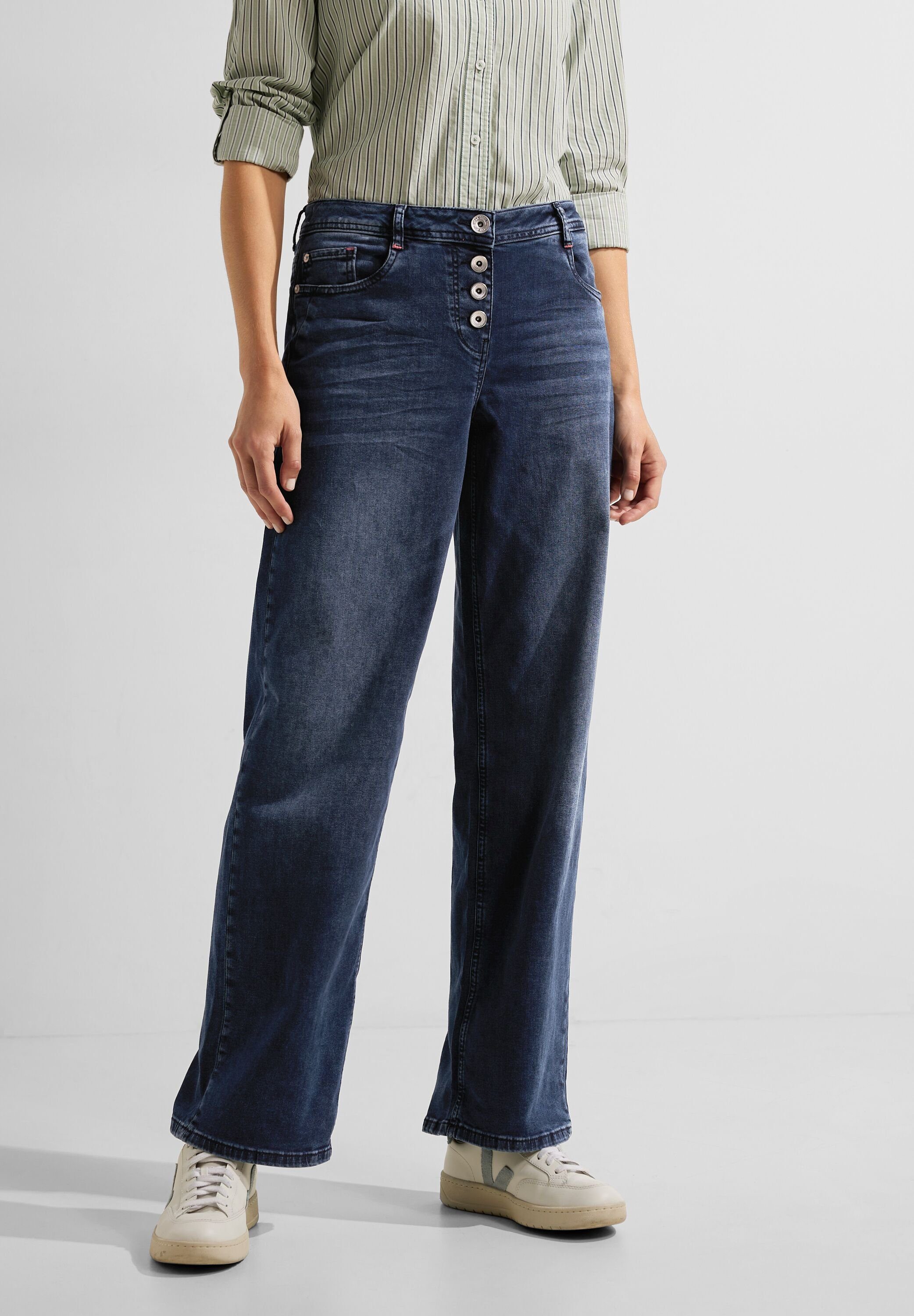Cecil Weite Jeans Jeanshose Style Neele Blue Black Culotte Style