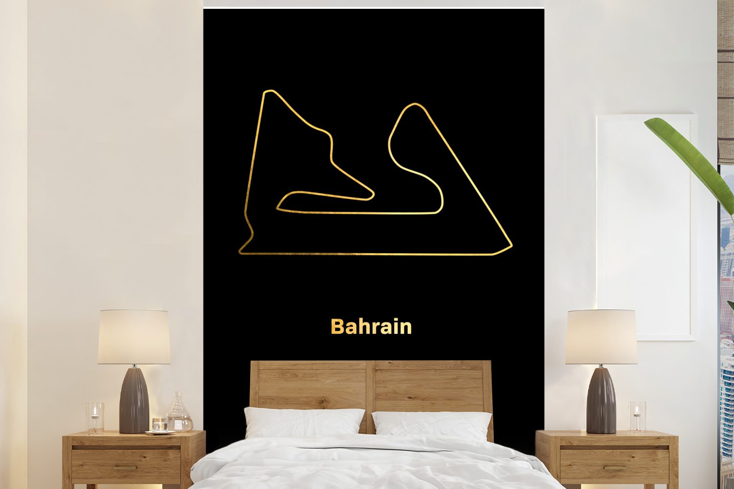 MuchoWow Fototapete Bahrain - F1 - Rennstrecke, Matt, bedruckt, (3 St), Montagefertig Vinyl Tapete für Wohnzimmer, Wandtapete