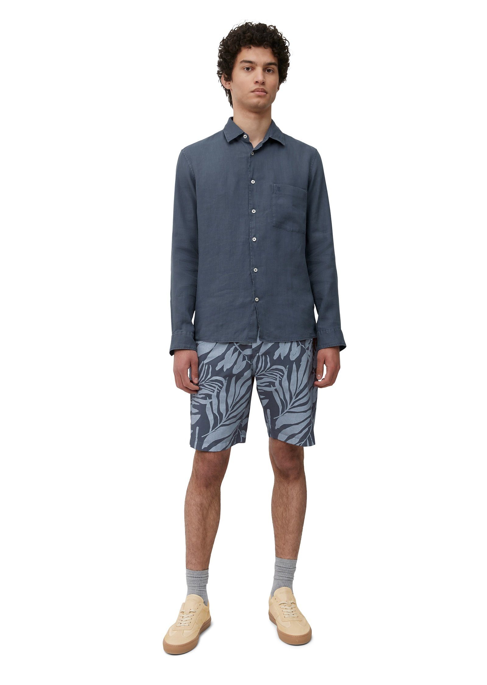 Marc blau O'Polo mit Shorts Blätter-Allover-Print