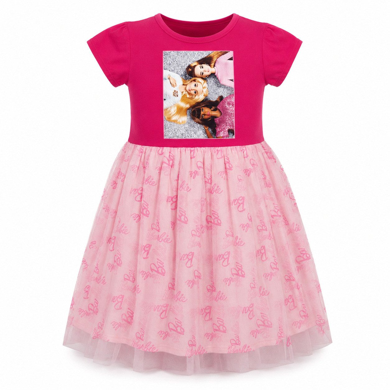 Barbie Sommerkleid Barbie and Freinds Kinder Mädchen Sommerkleid Kleid Gr 98-128 Baumwolle