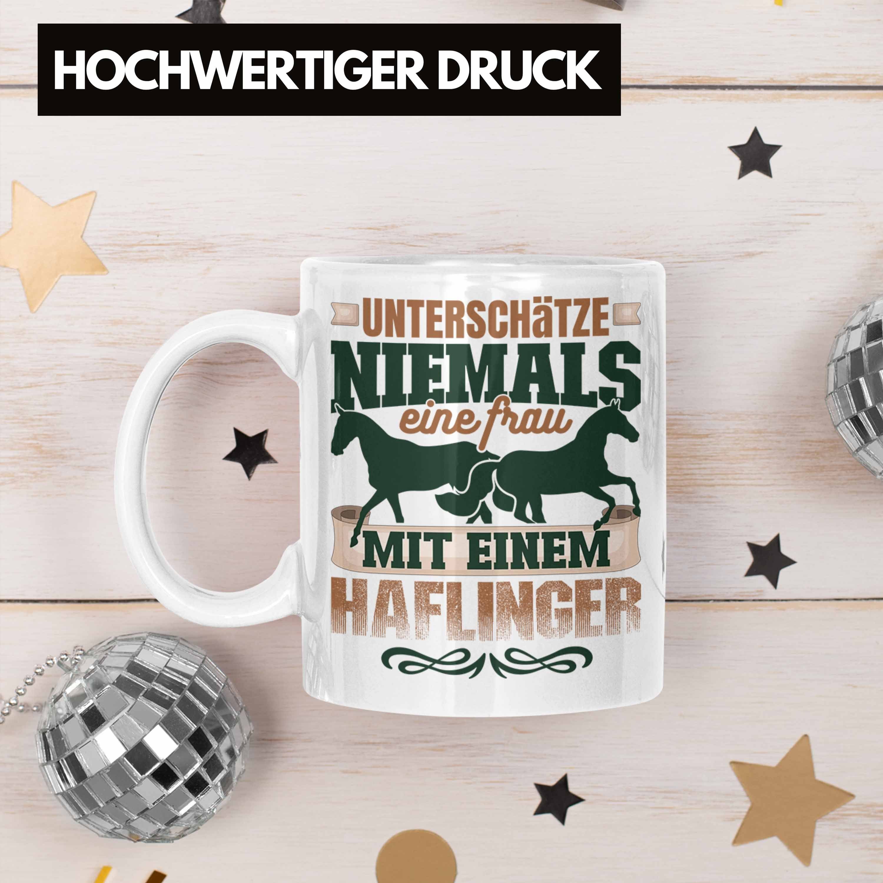 Tasse Reiterin Haflinger Trendation Weiss Pferde Tasse Geschenkidee Geschenk