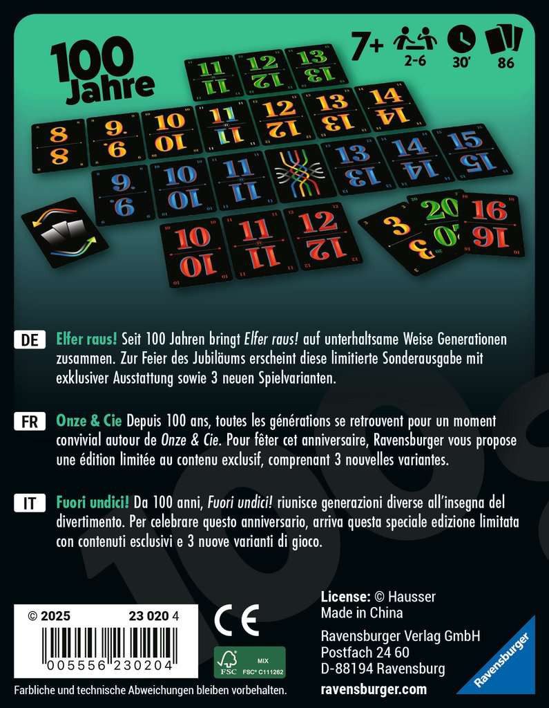 Ravensburger Spiel Elfer raus! 100 Jahre Jubiläumsedition, Kartenspiel