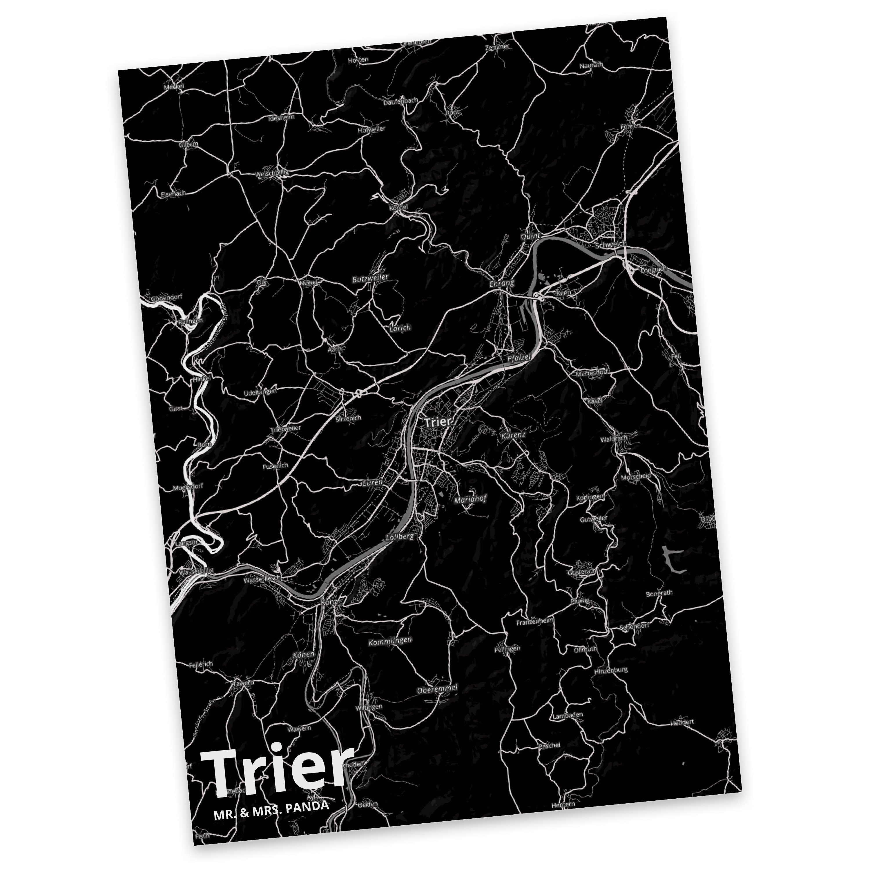 Mr. & Mrs. Panda Postkarte Trier - Geschenk, Ort, Einladung, Städte, Karte, Stadt Dorf Karte Lan | Grußkarten