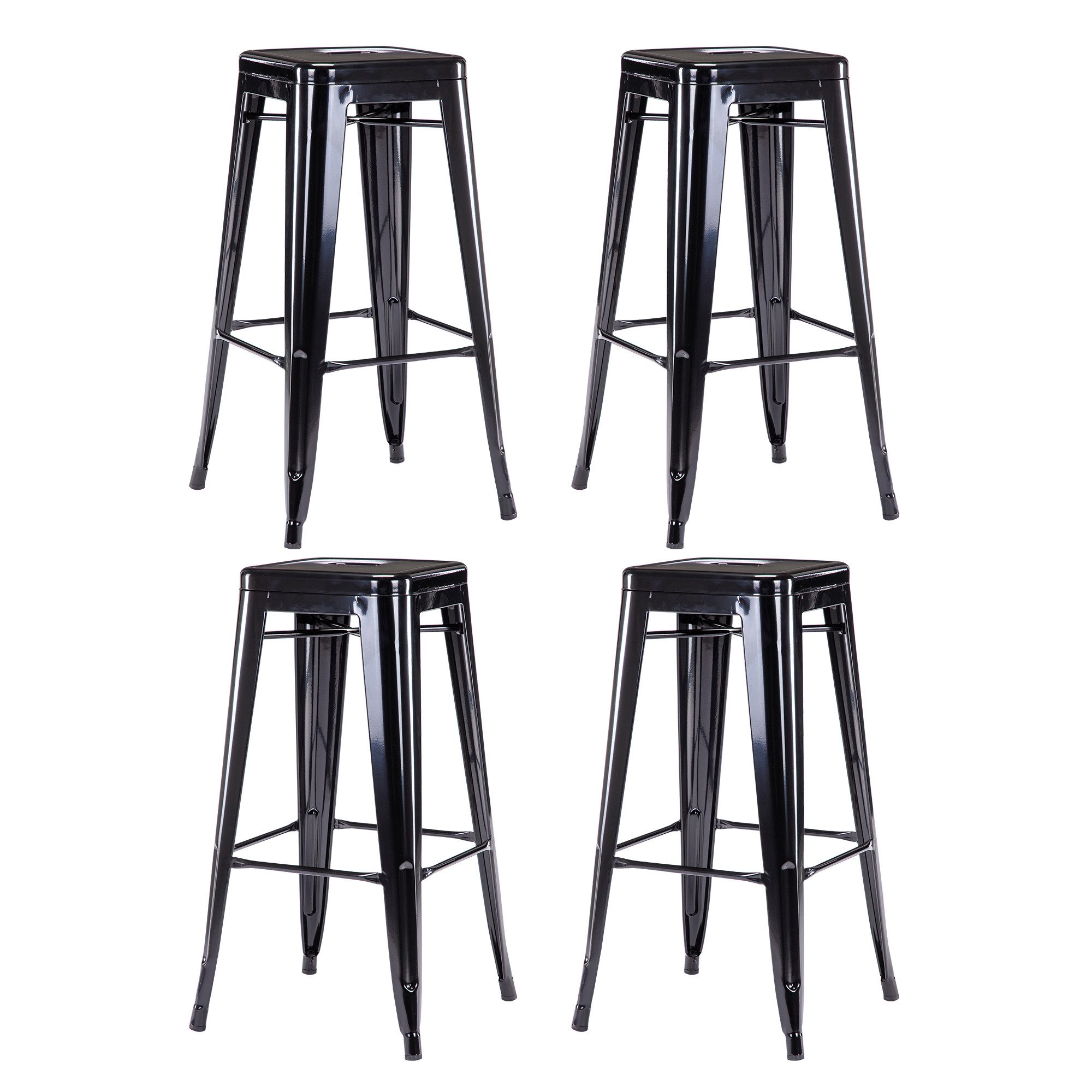 Duhome Barhocker (665D), Barstuhl Tresenhocker, Stapelbar Metall Bistrohocker mit Fußstütze