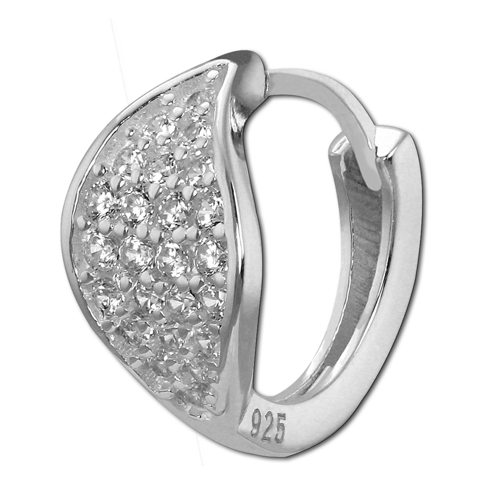 SilberDream Paar Creolen SilberDream Ohrringe 14mm Damen 925 Silber (Creolen), Damen Creolen Blatt aus 925 Sterling Silber, Farbe: silber, weiß – Bild 3 von 5