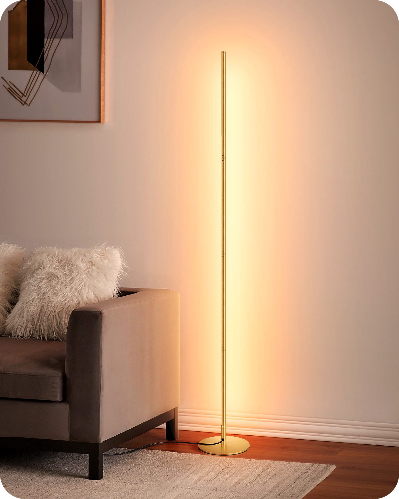 EDISHINE LED Stehlampe Wohnzimmer dimmbar, LED fest integriert, warmweiß, M günstig online kaufen