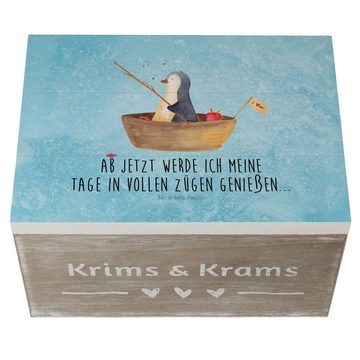 Mr. & Mrs. Panda Dekokiste Pinguin Angelboot - Eisblau - Geschenk, Kiste, Trennung, XXL, Geschen (1 St)