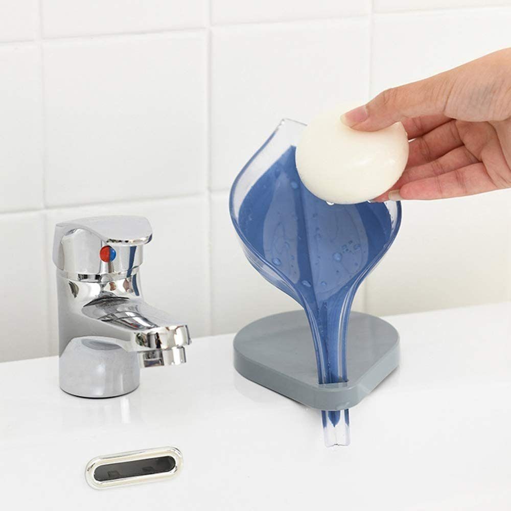 TUABUR Seifenschale Seifendose, blattförmiger Seifenhalter Saugfunktion Kunststoff mit aus