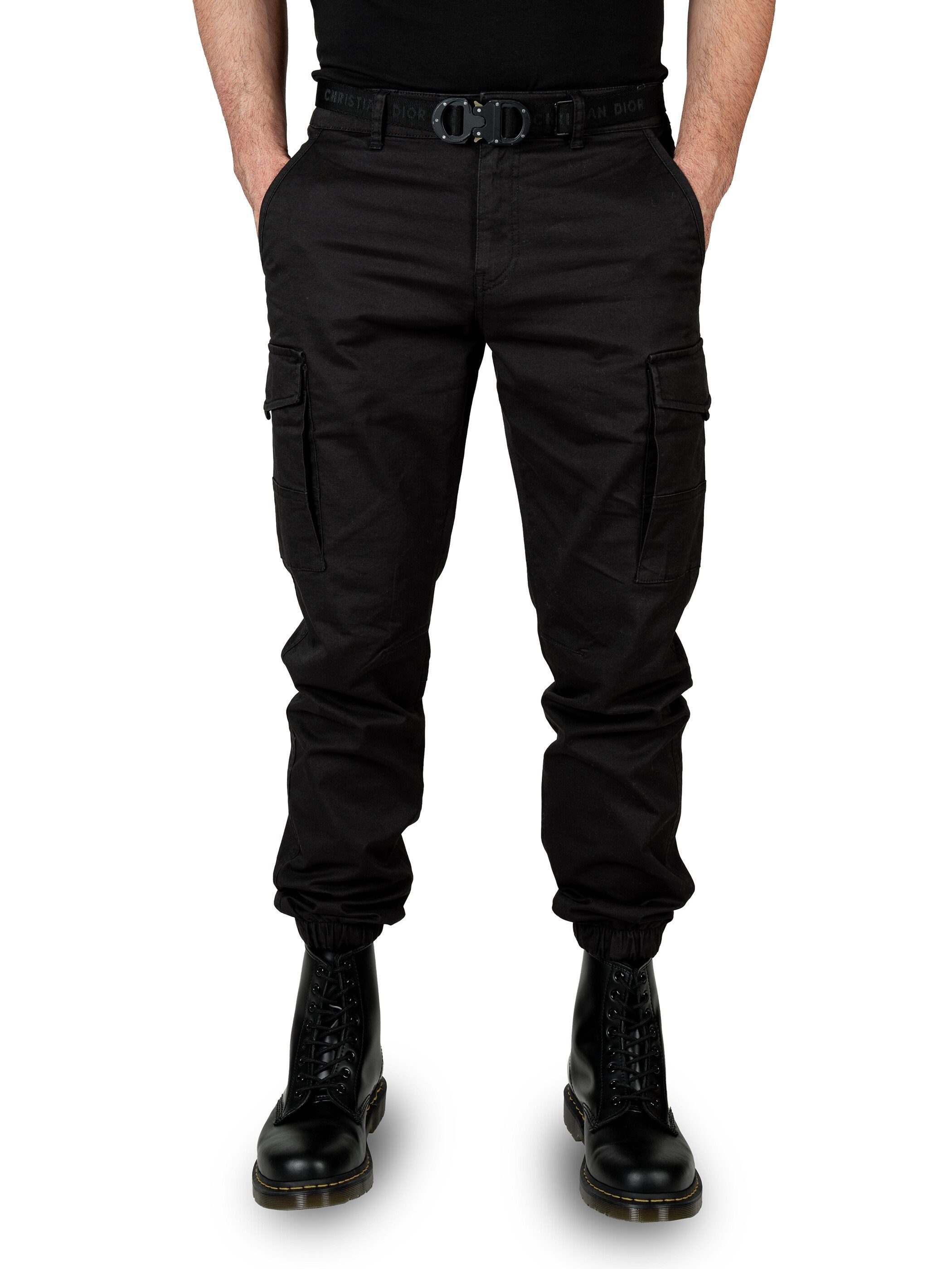 WOTEGA Cargohose Odin moderne Herren Cargo Hose Schwarz (Black 194008)