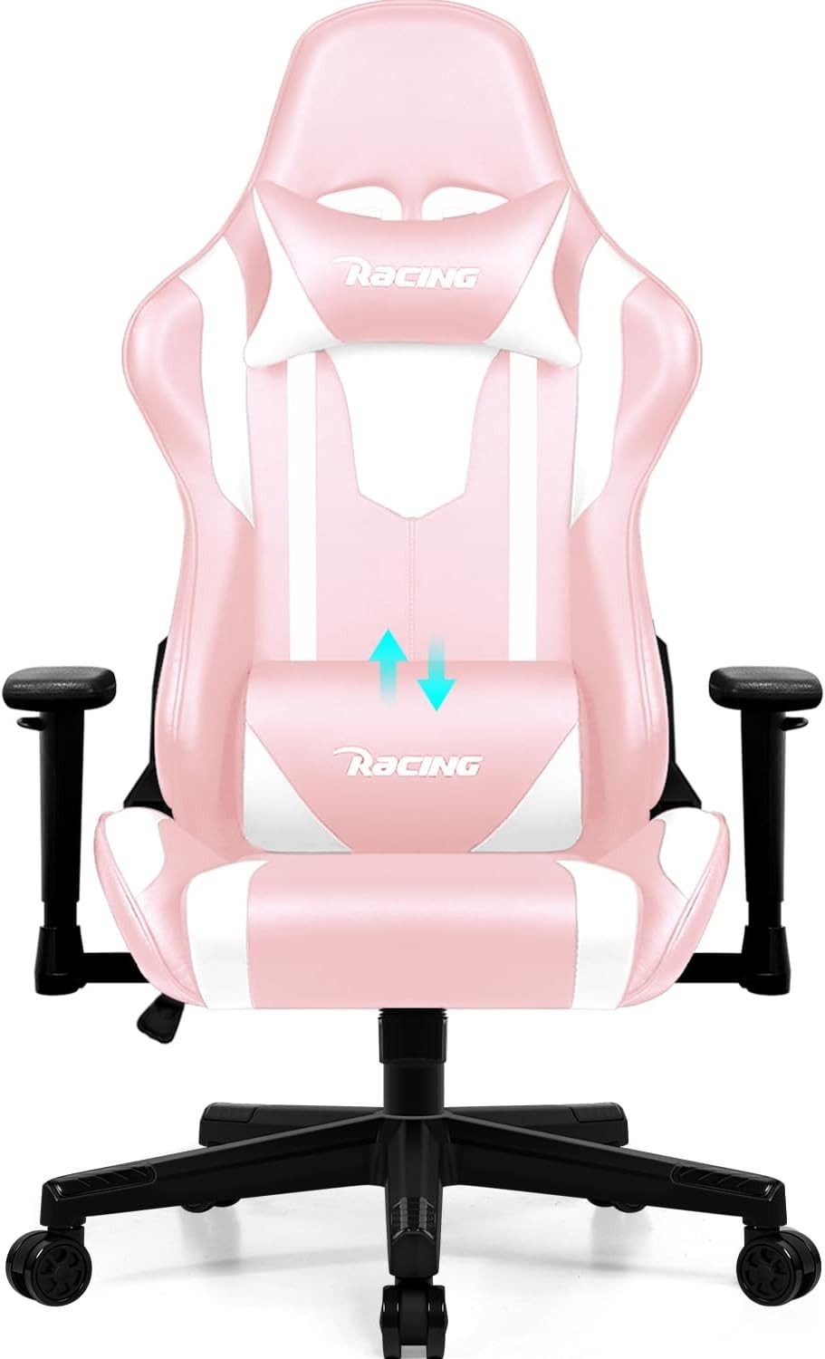 Homimaster Gaming-Stuhl Gaming Stuhl, Ergonomischer Bürostuhl,Gaming Chair mit Wippfunktion (Mit verstellbarem Lendenkissen, Kopfstütze und Armlehnen, gepolsterter Gamer Stuhl), Gaming Stuhl Wippfunktion bis zu 170°, Bürostuhl 150 kg Belastbarkeit