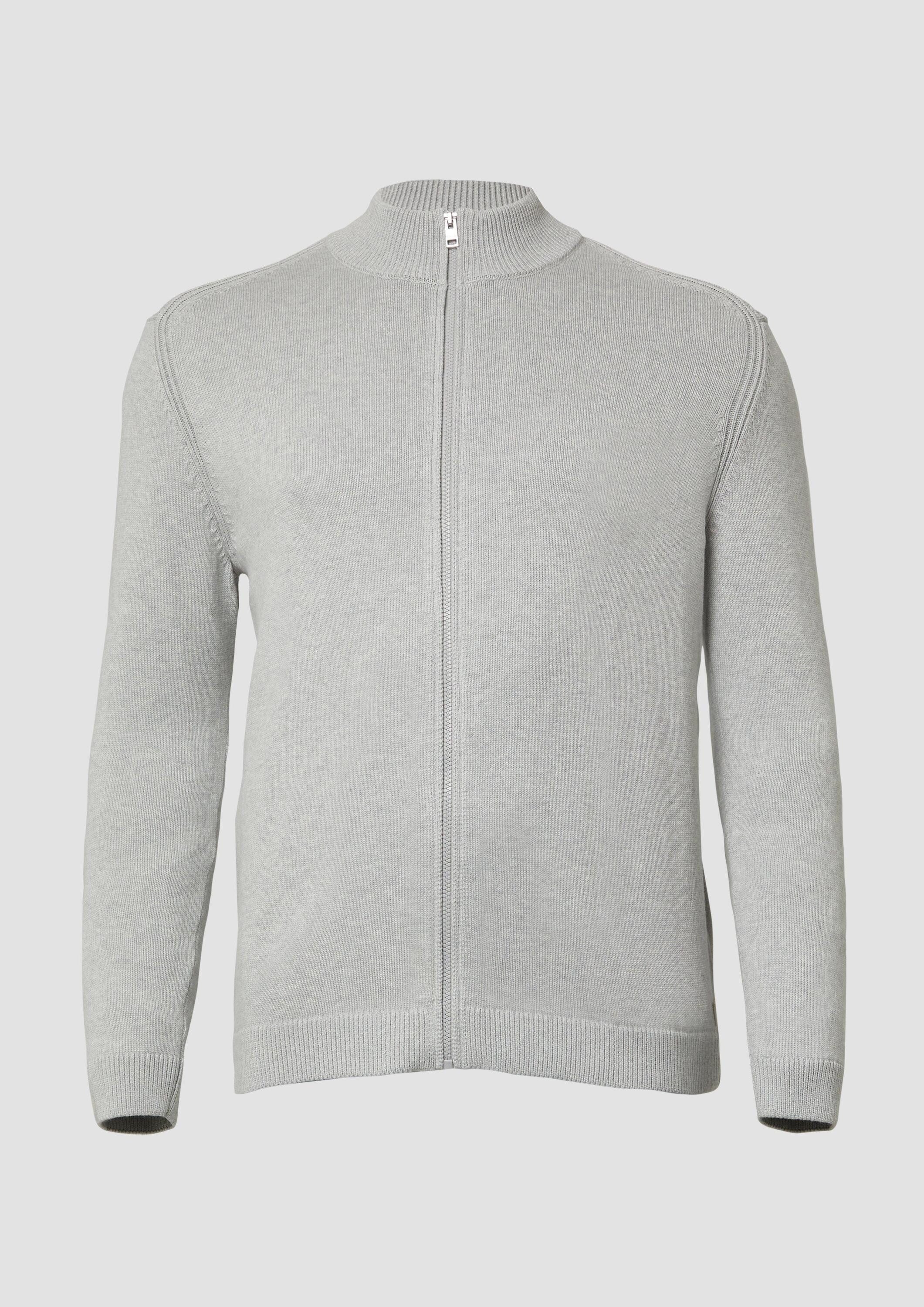 s.Oliver Cardigan Strickjacke Baumwoll-Strickjacke mit Stehkragen und Logo- günstig online kaufen