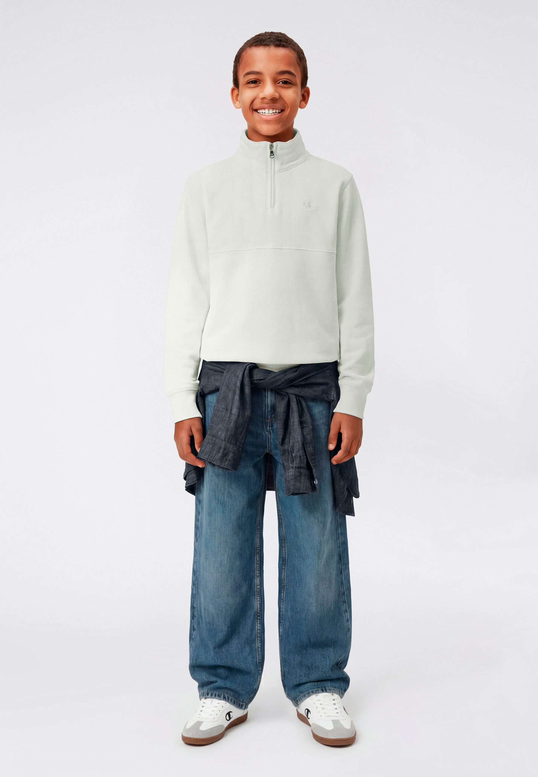 Champion Sweatshirt ICONS Terry Half zip sweatshirt with small C logo mit halbem Reißverschluss, hoch geschlossener Ausschnitt