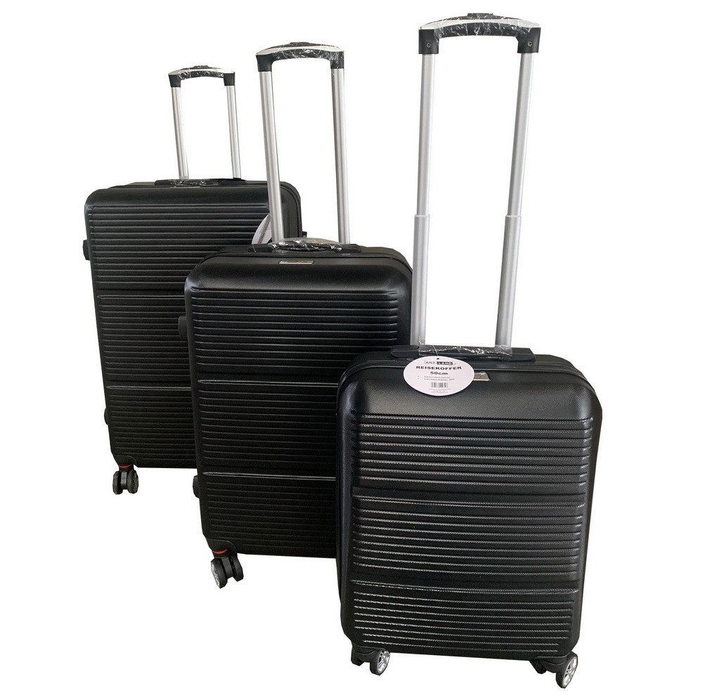 Expo Börse Kofferset ABS Hartschalen-Koffer-Set Trolley, 4 Rollen, (3 tlg., Komfort-Kofferset Hartschale), gefütterter Innenraum mit Trennwand