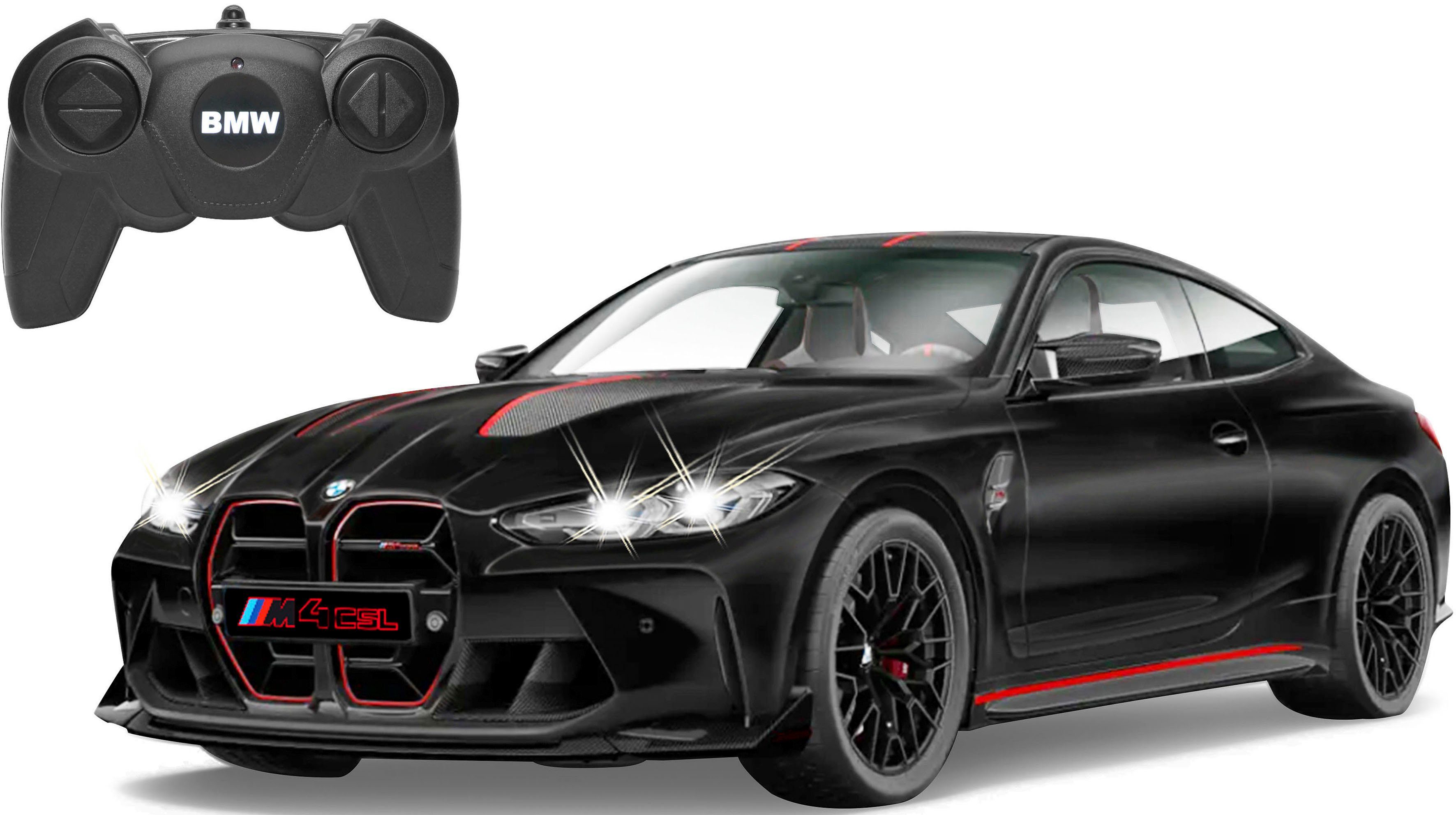 Jamara RC-Auto Deluxe Cars, BMW M4 CSL 1:16, schwarz matt - 2,4 GHz, mit LED-Lichtern