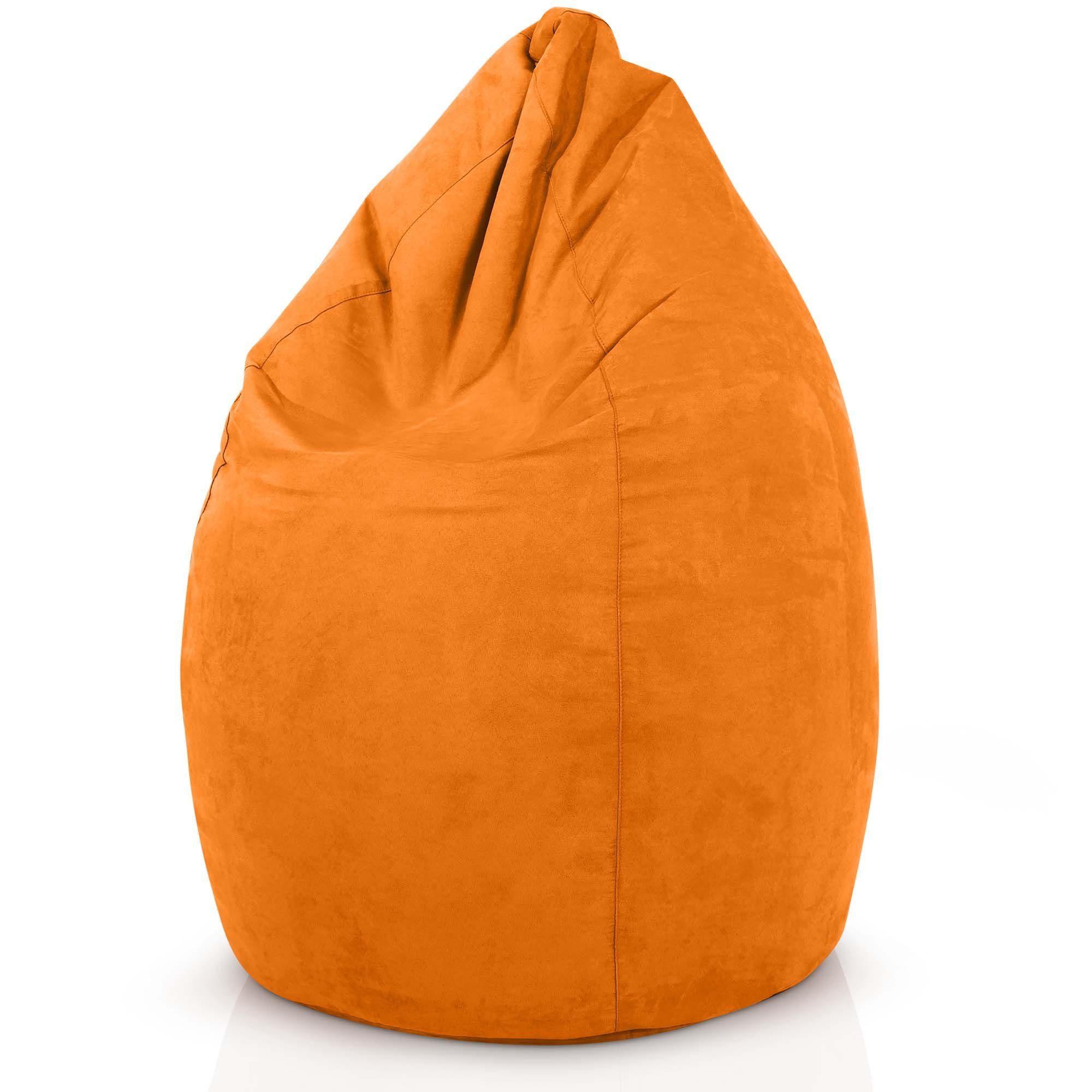 Green Bean Sitzsack Drop (Sitzsack 220L Lounge Rückenlehne Sitzkissen Bean 60x60x90cm Bodenkissen Kuschelig Kindersitzsack Sitzhocker Indoor mit - Chair Bag Füllung, Waschbar), orange