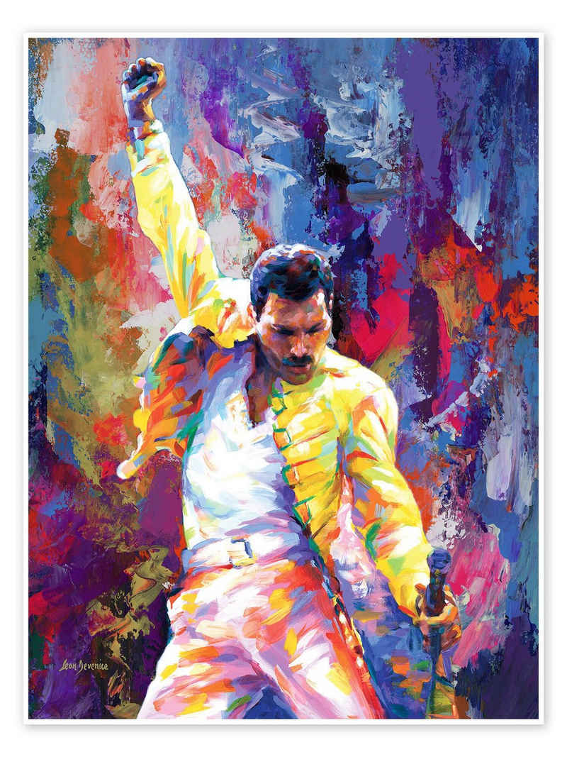 Posterlounge Poster Leon Devenice, Freddie Mercury Pop Art Porträt, Wohnzimmer Modern Malerei