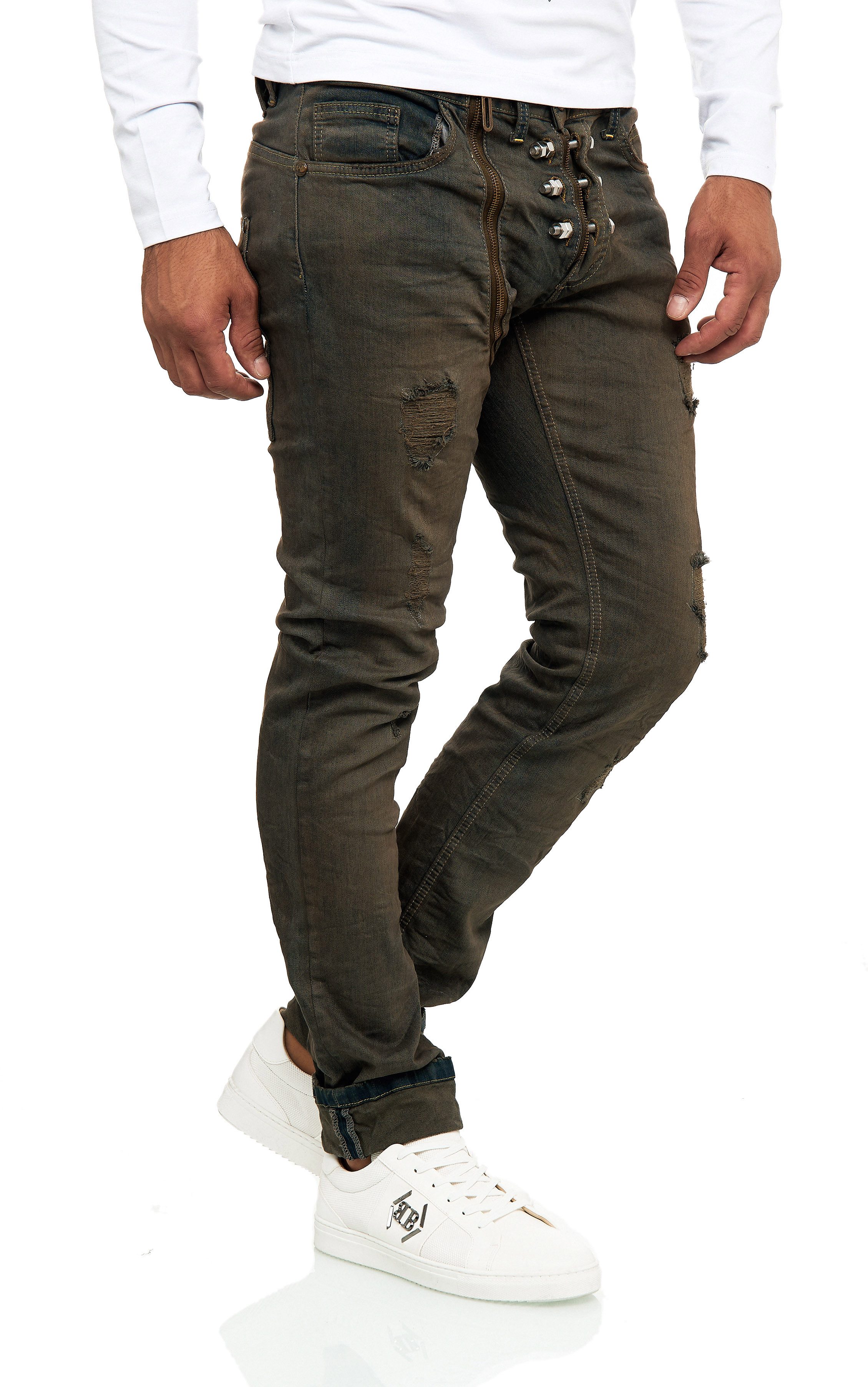 KINGZ Relax-fit-Jeans Herren Designer Retro Schraubenjeans Jeans günstig online kaufen
