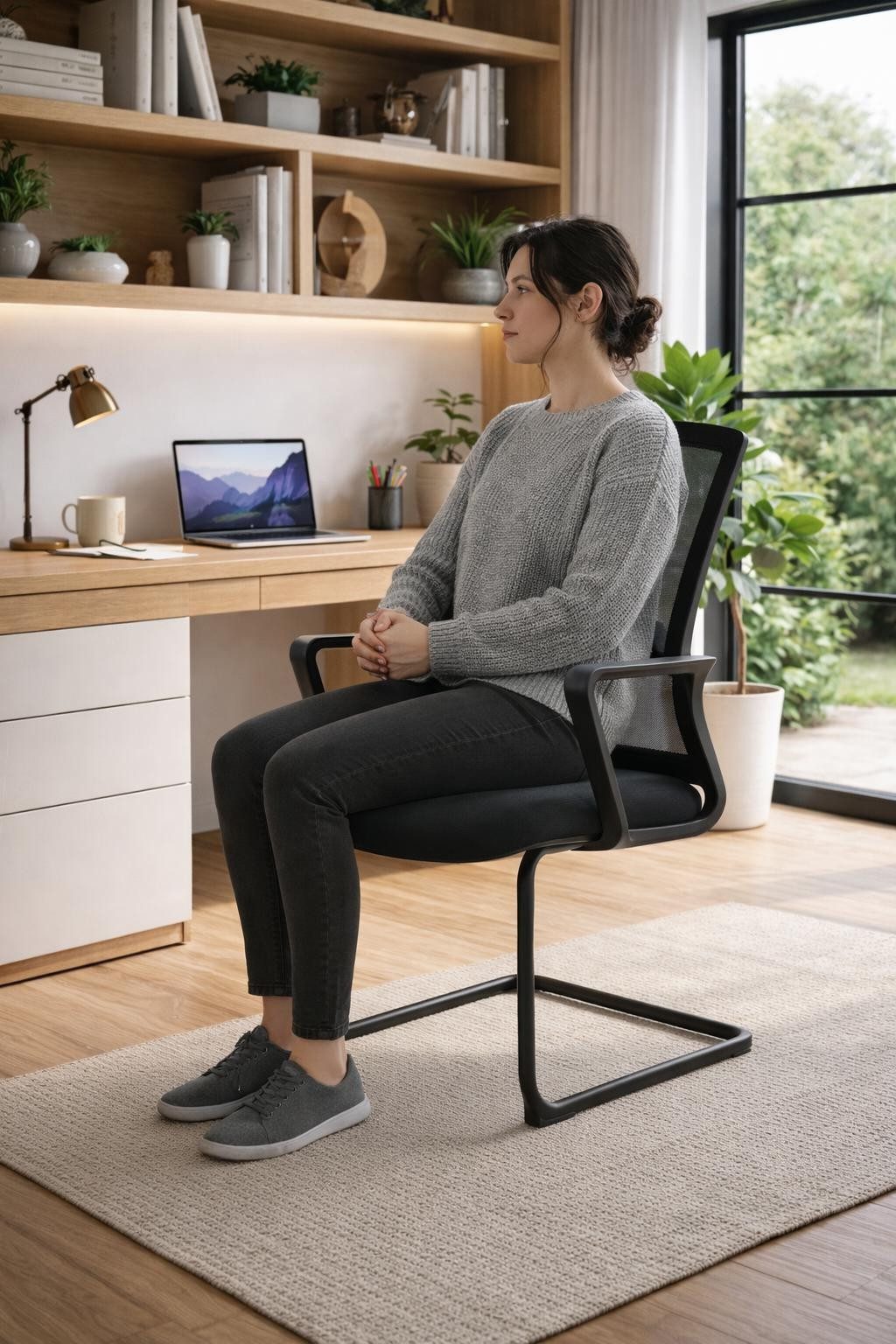 Xlmoebel Besucherstuhl Ergonomischer Besucherstuhl mit Mesh-Rückenlehne in Schwarz, Made in Europa