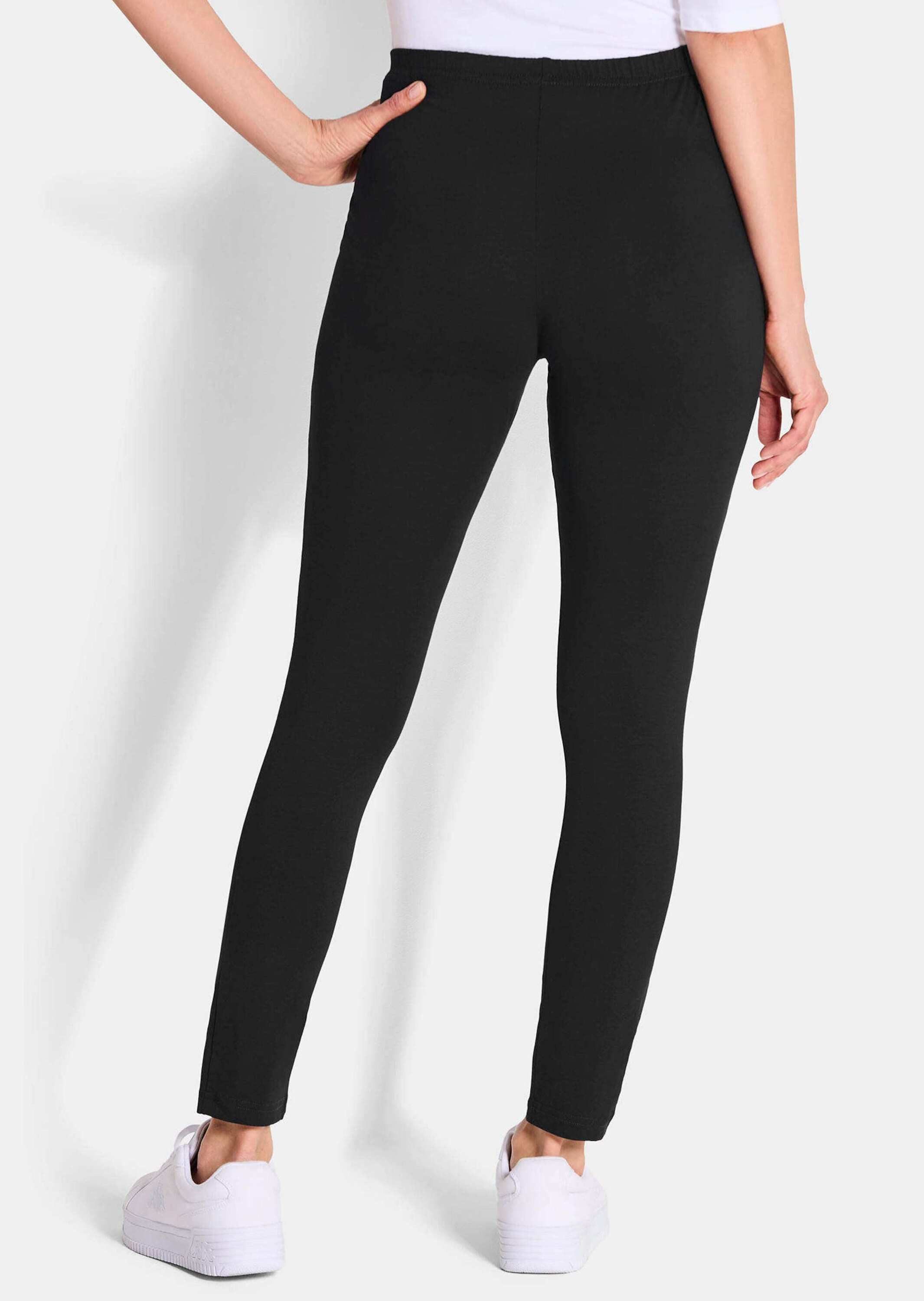 GOLDNER Jogginghose Kurzgröße: Bequeme Baumwoll-Leggings, 2-Stück Glitzervariante mit bequemem Dehnbund, langes Bein, schmaler Verlauf