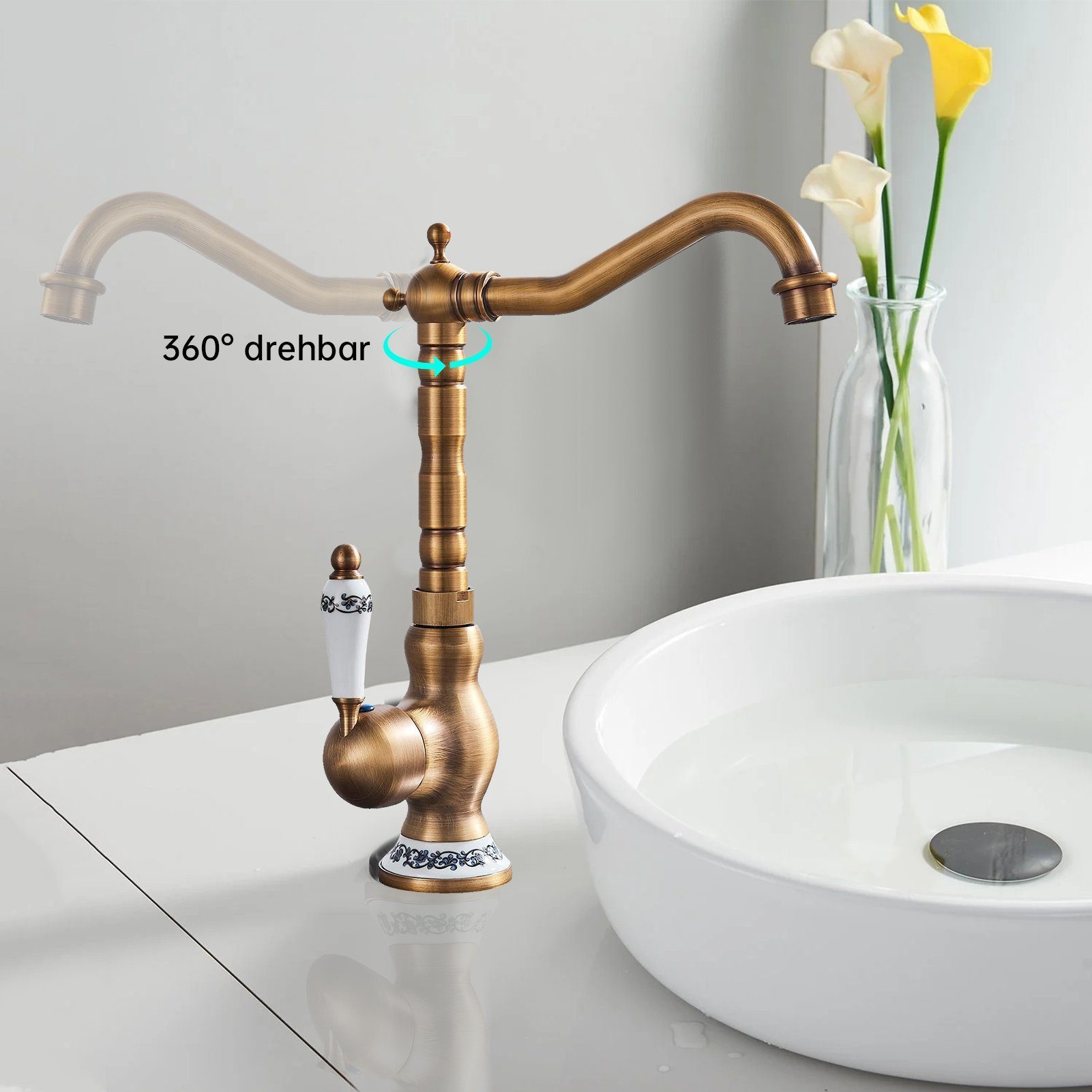 SEHAUSEU Waschtischarmatur Wasserhahn Bad Küche Waschbeckenarmatur Badarmaturen Küchenarmatur Hochdruckarmatur – Bild 5 von 5