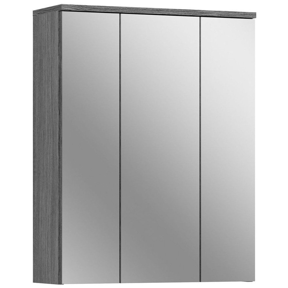 Lomadox Spiegelschrank BREST-158 Badschrank Stauraum verspiegelt 3 türig grau weiß 60 cm breit