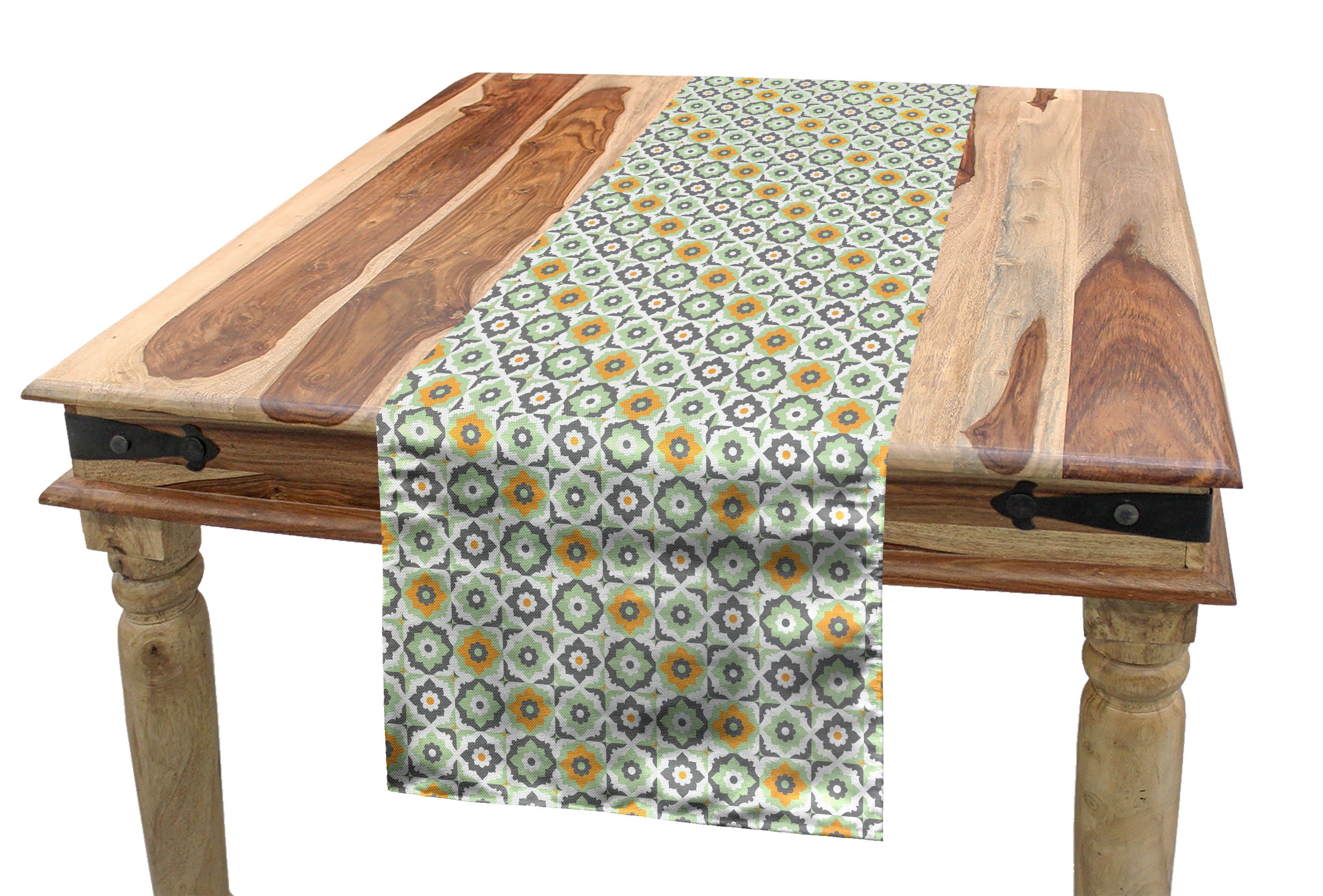 Abakuhaus Tischläufer Esszimmer Küche Rechteckiger Dekorativer Tischläufer, marokkanisch Lotus Blumen
