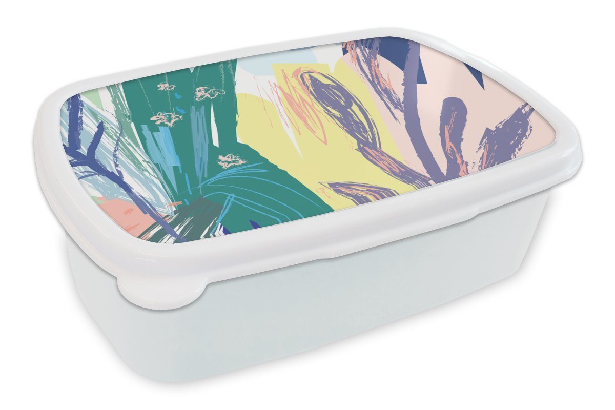 MuchoWow Lunchbox Sommer - Farbe - Abstrakt, Kunststoff, (2-tlg), Brotbox für Kinder und Erwachsene, Brotdose, für Jungs und Mädchen weiß