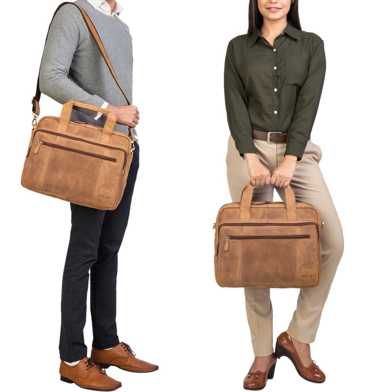 STILORD Aktentasche "Experience" Vintage Lehrertasche Leder groß Herren Damen