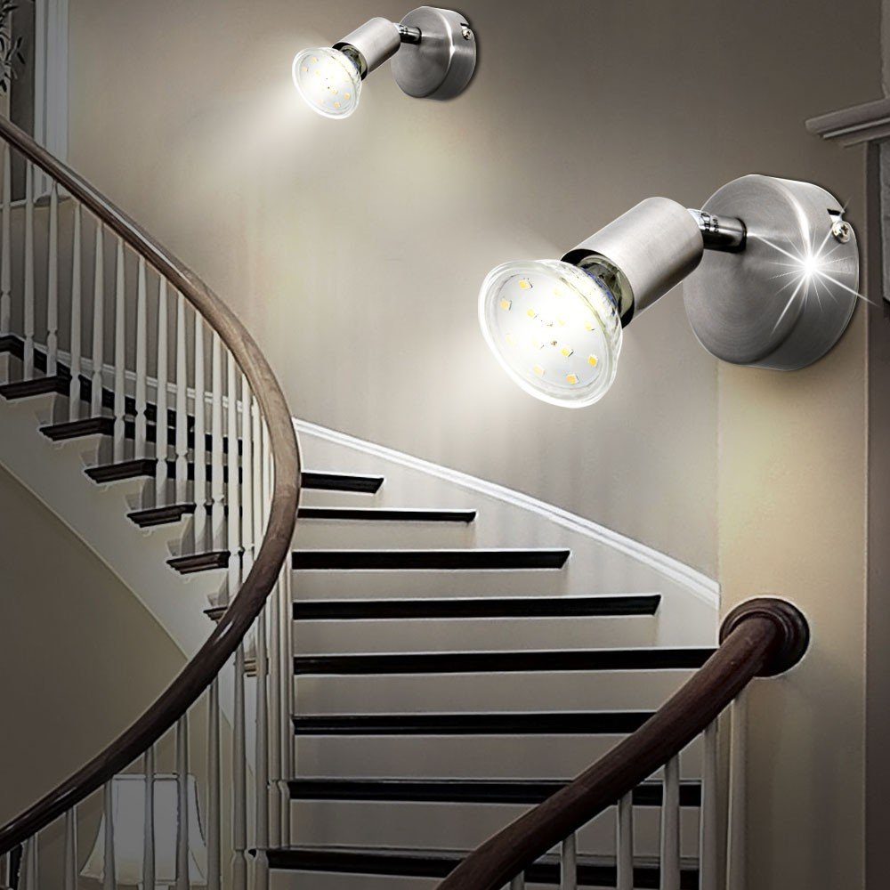 etc-shop LED Wandleuchte, Spot Nickel Strahler Wandleuchte Licht Warmweiß, inklusive, LED Wandlampe Matrix Leselampe Leuchtmittel
