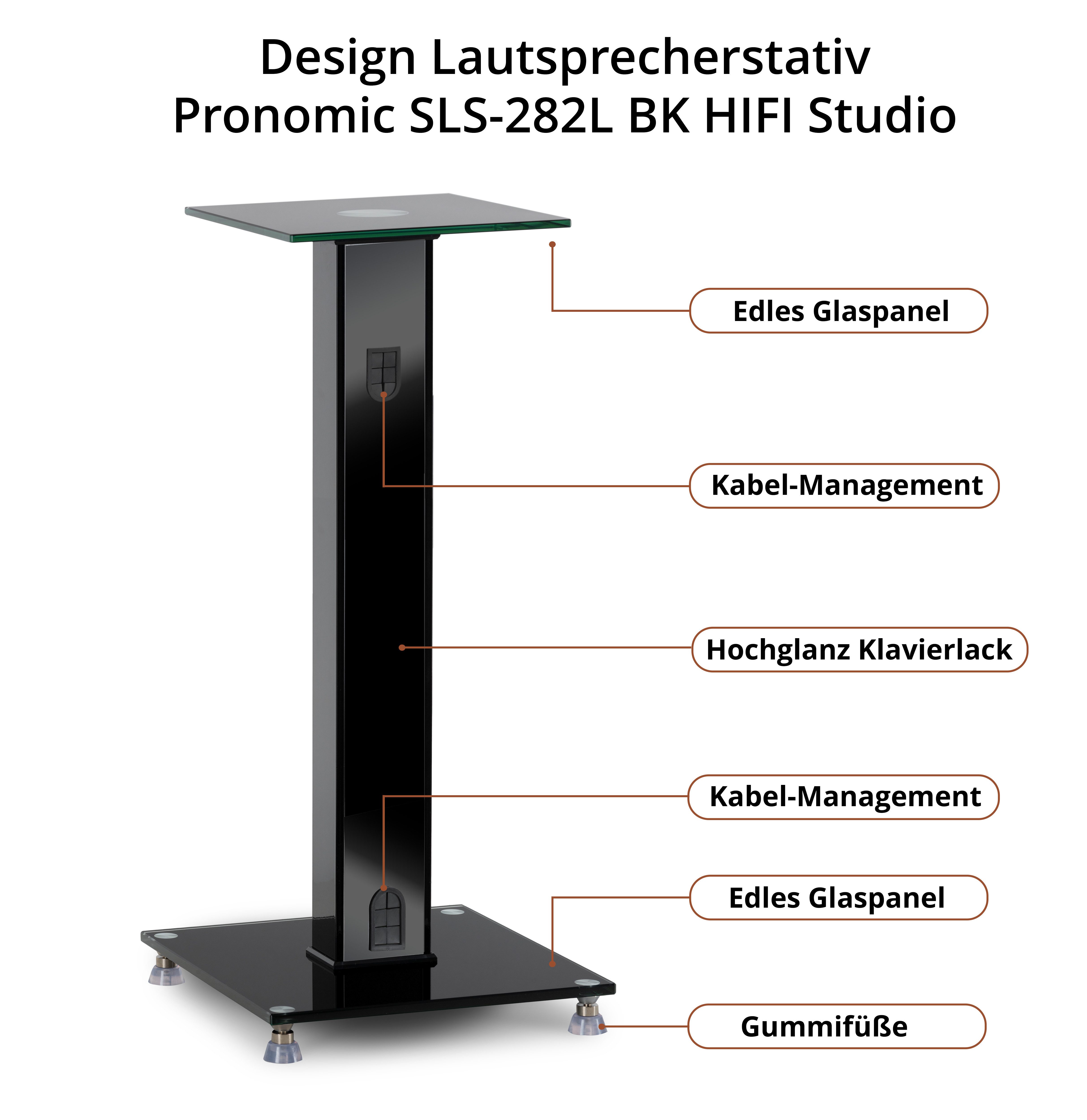 Pronomic Lautsprecherständer SLS-282L BK Lautsprecher Stative Paar - Qualität in edlem Design, (2 x Winkelfuß-Lautsprecherstativ, verbessertes Klangerlebnis & 15° Neigungswinkel)