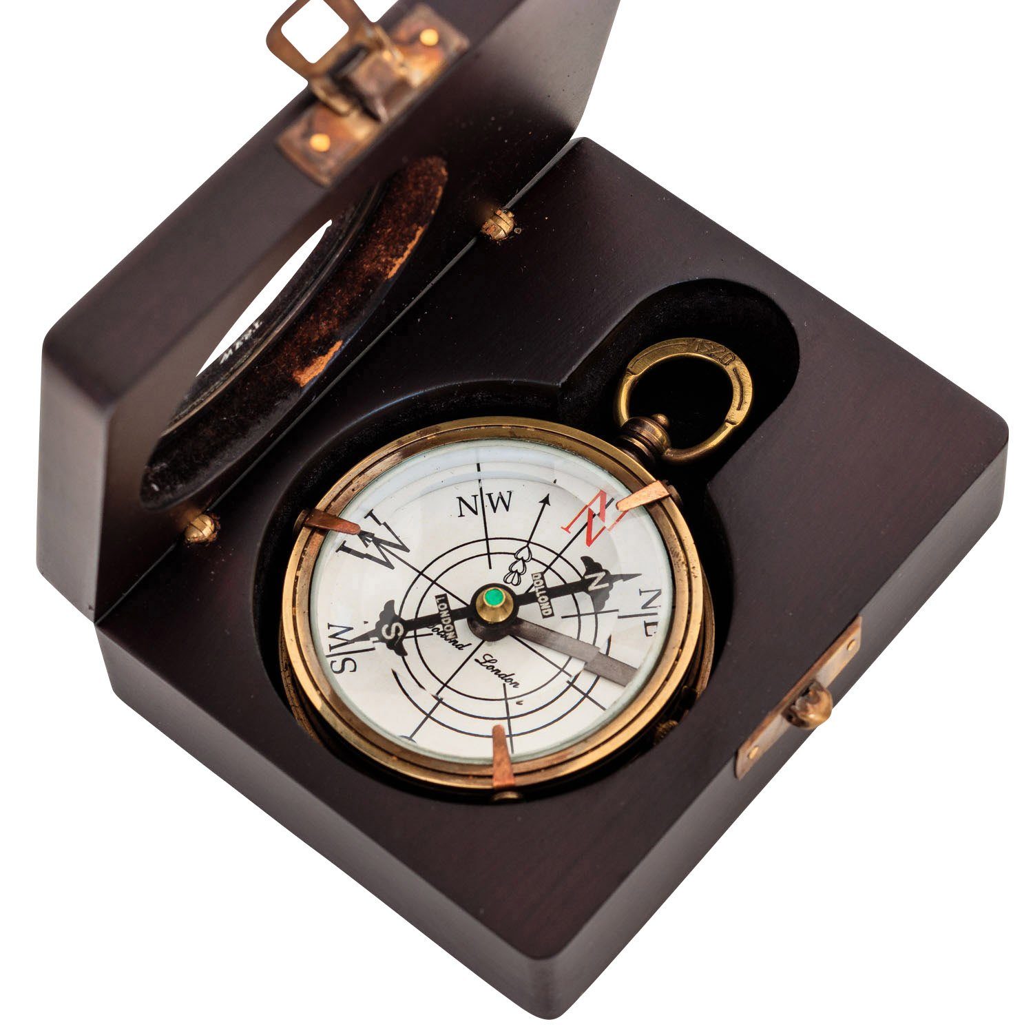 Kompass Dekoration Aubaho Antik-Stil Kompass Schiff R Maritim Navigation Messing Glas